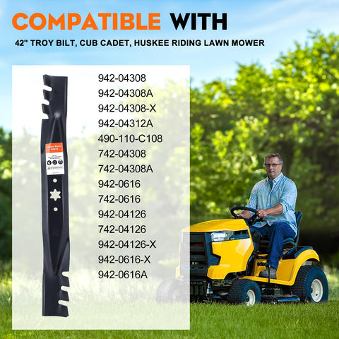 Hipa mulching blades compatible with Troy Bilt Pony 42 deck for versatile lawn care
