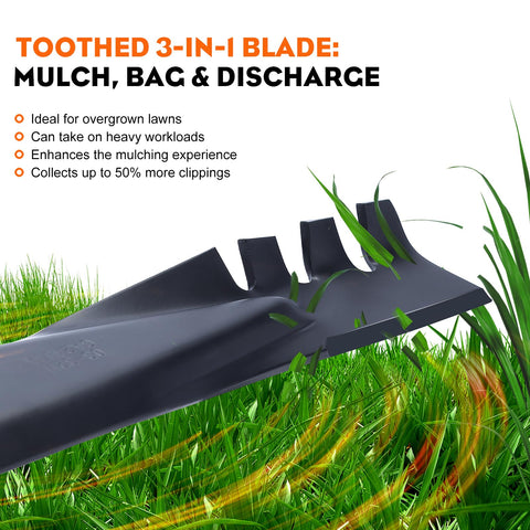 Hipa 942-04308 curved toothed design improves mulching performance