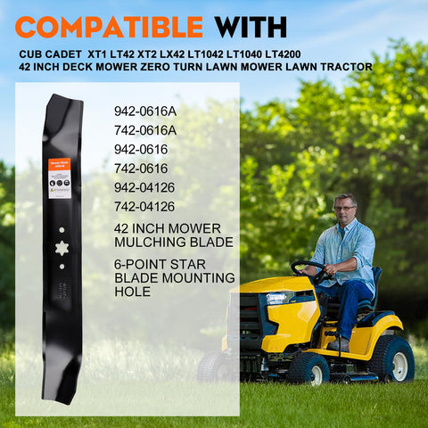Hipa 942-0616a 42-inch mulching blade fits XT2 LX42 with secure mounting
