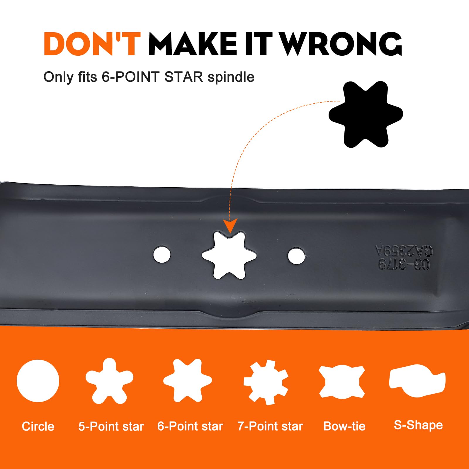 Hipa 942-0616A center hole 6-point star 5/8 inch for secure mounting.