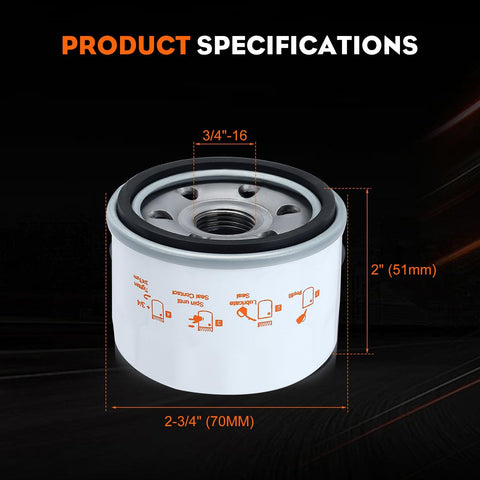 Hipa 951-12690 oil filter detailed close-up with dimension label