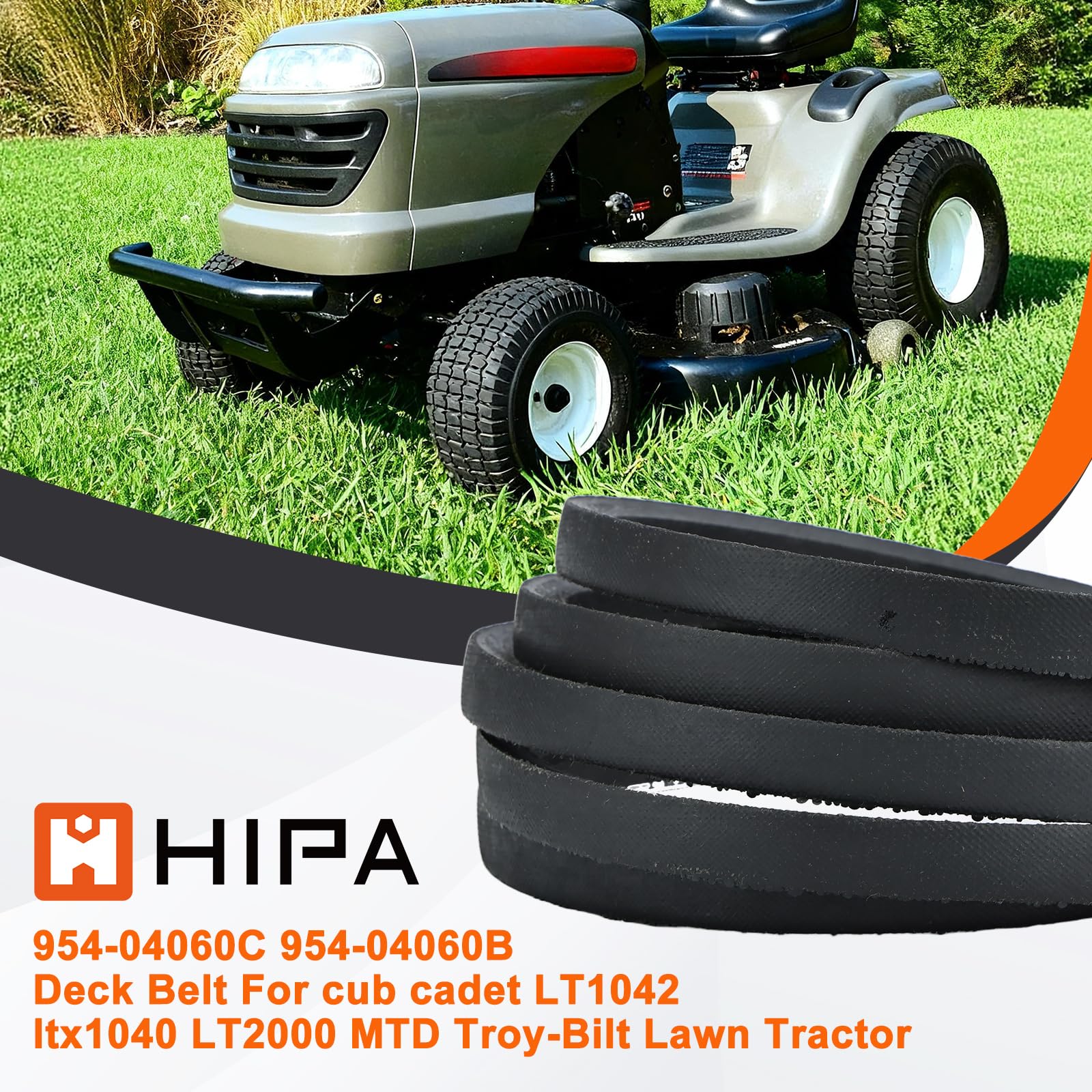 Hipa 954-04060C deck belt on John Deere GX10851 promotes steady deck operation.