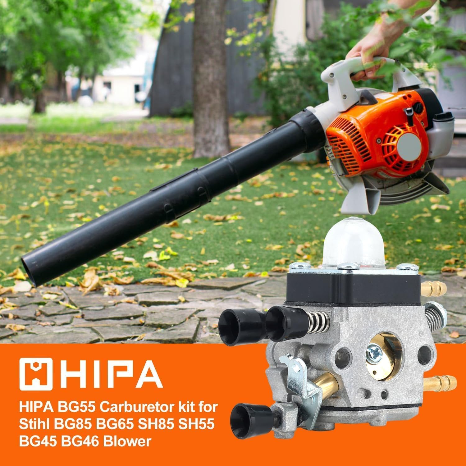 HIPA BG55 carburetor with 31 mm mounting distance and 4 mm fuel lines.