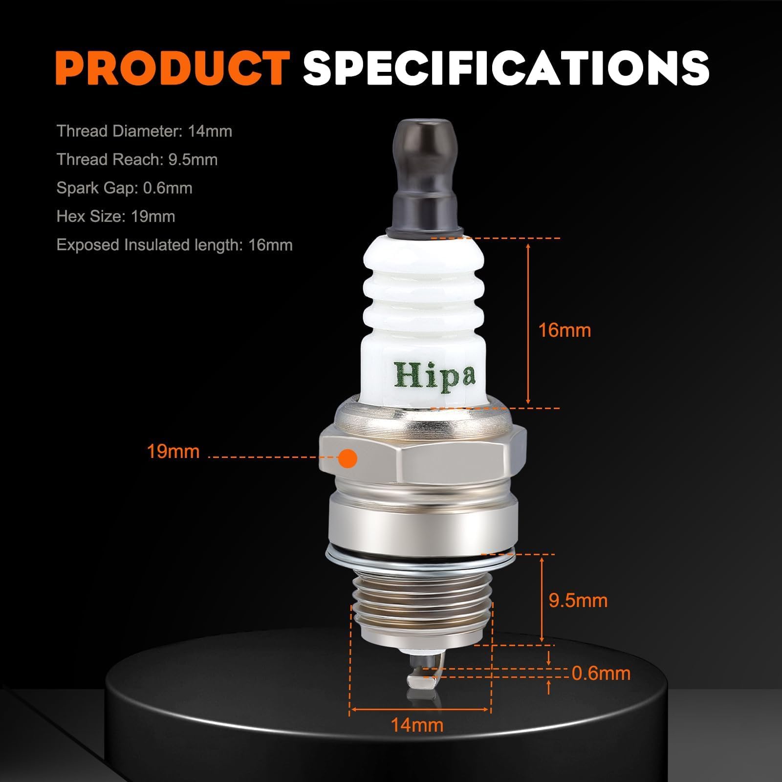 Hipa BPMR8Y spark plug copper-core design aids heat removal and longevity.