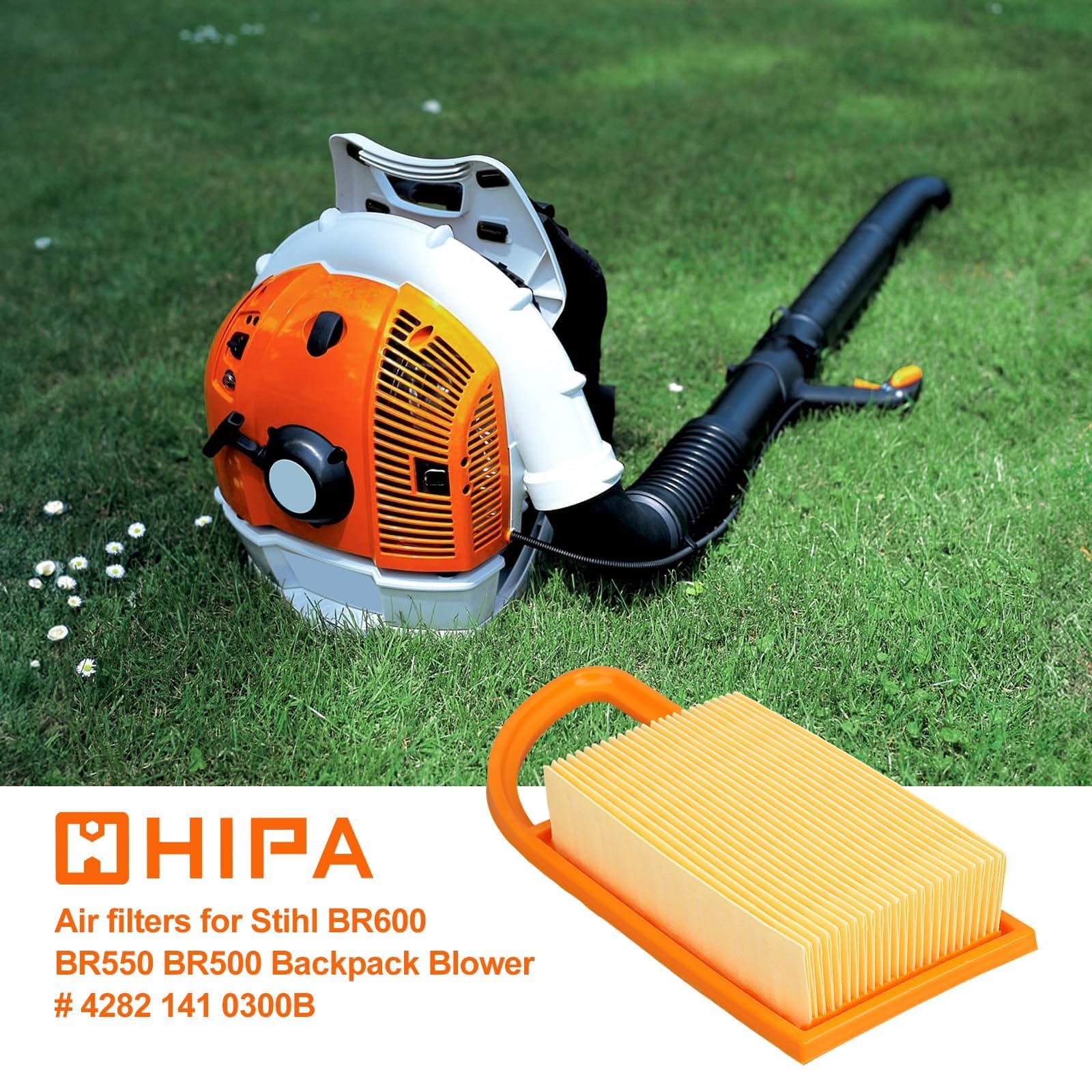 HIPA BR600 air filter fitment close-up confirms precise compatibility for Stihl models.