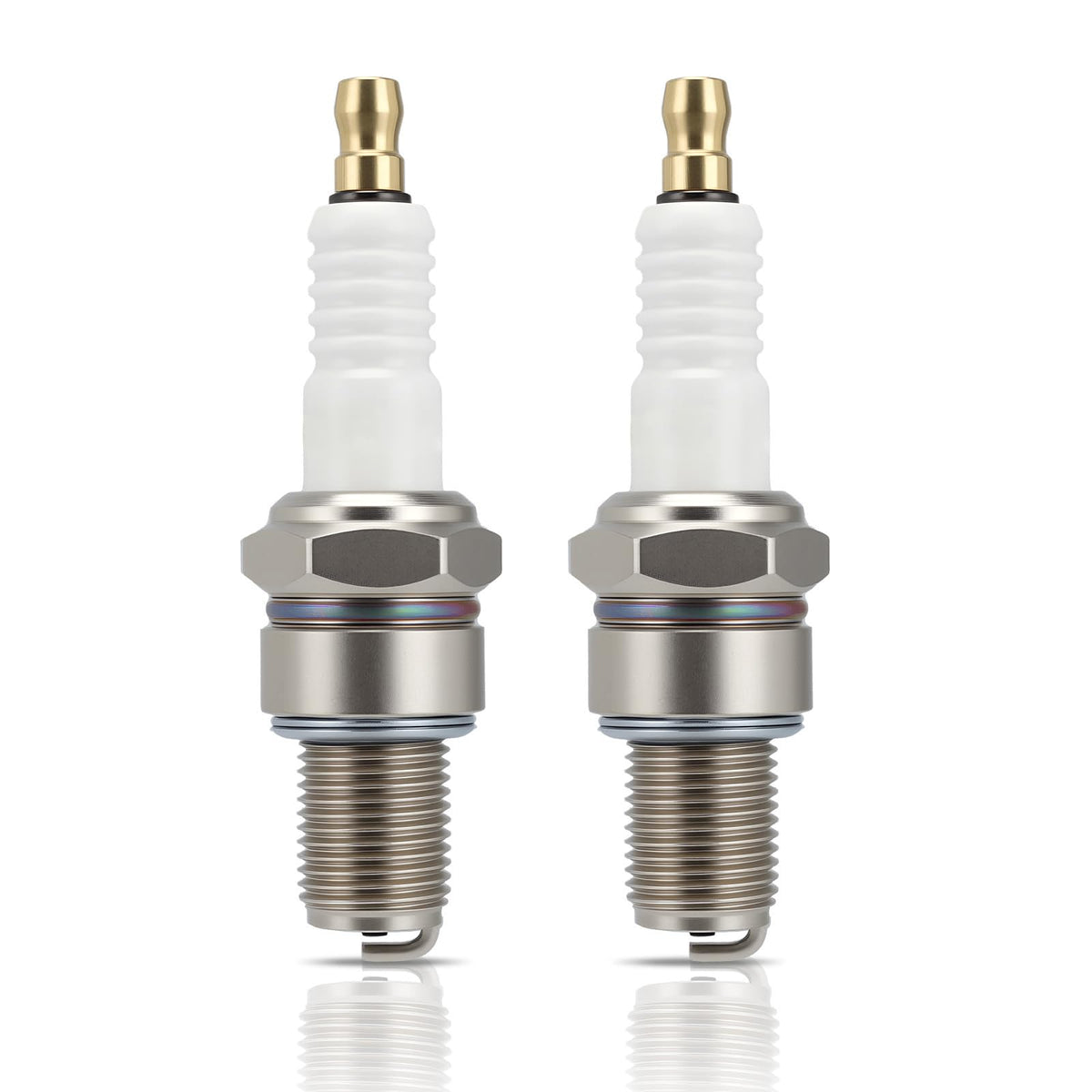 Hipa BR8ES two-pack spark plug for reliable ignition in 2-stroke engines.