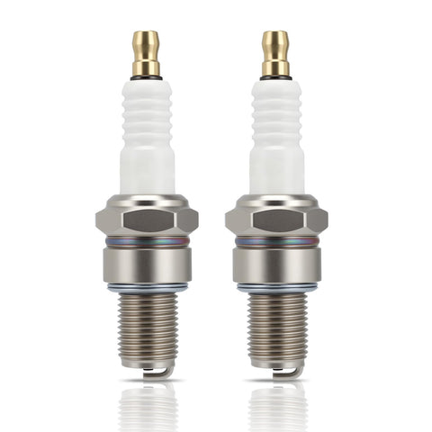 Hipa BR8ES two-pack spark plug for reliable ignition in 2-stroke engines.