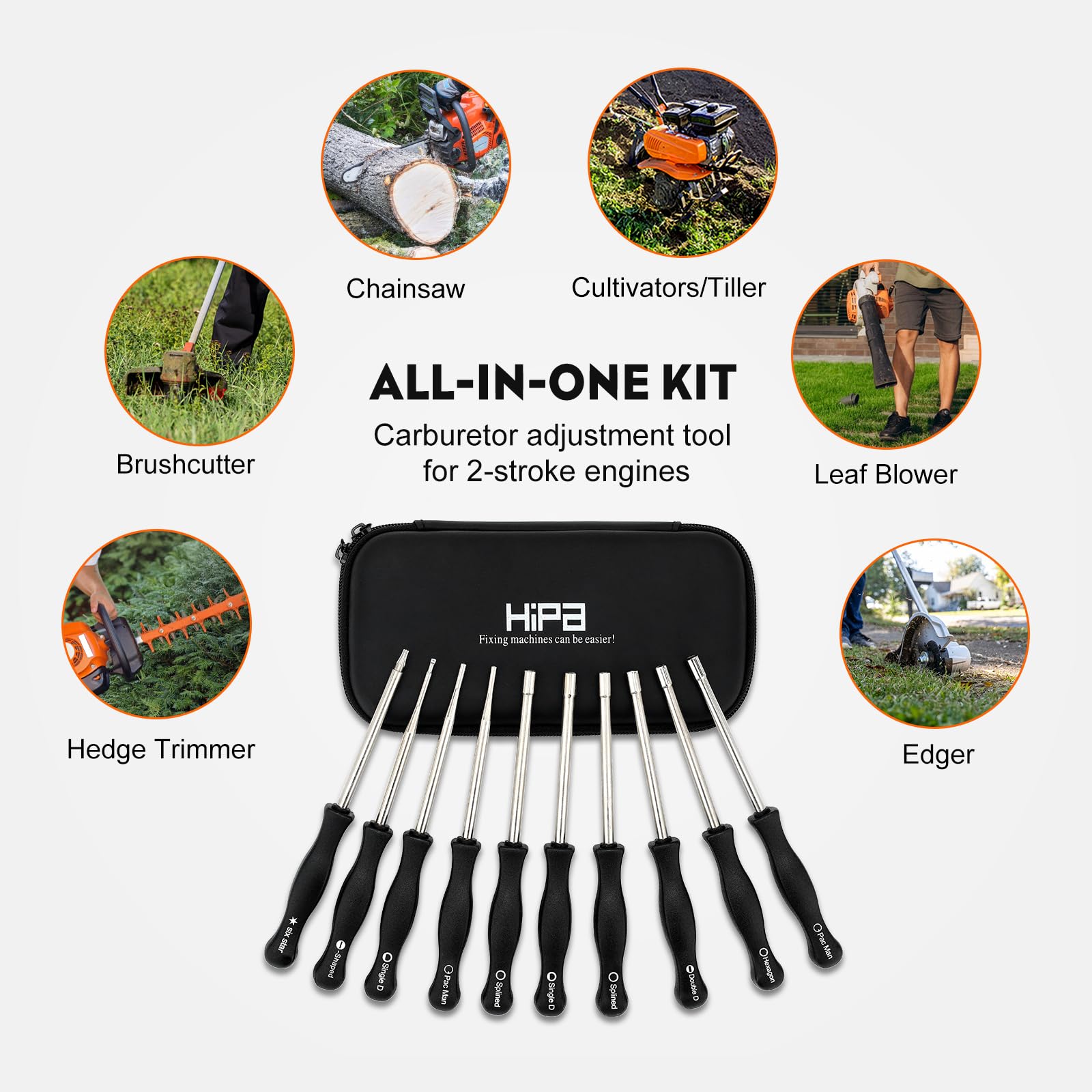 Hipa carburetor adjustment tools inside compact case for easy transport.