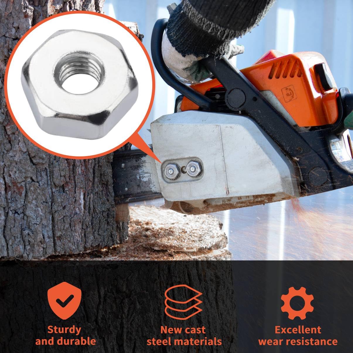 Hipa six-pack bar nuts for STIHL compatibility, DIY maintenance friendly
