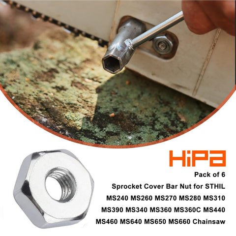Hipa bar nut replacement for STIHL MS170–MS250, durable metal performance