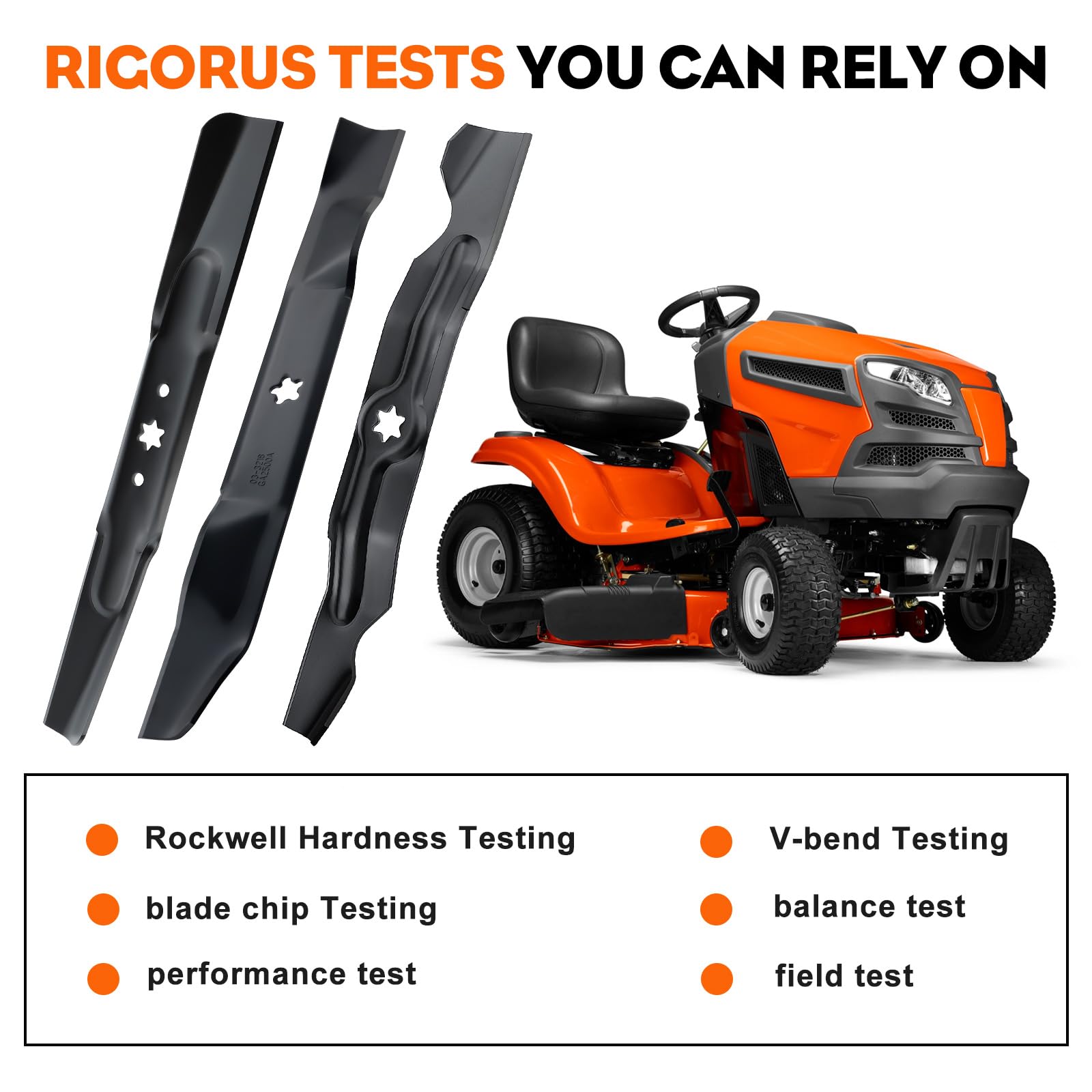 Hipa 138971 blades engineered for Craftsman and Husqvarna compatibility.