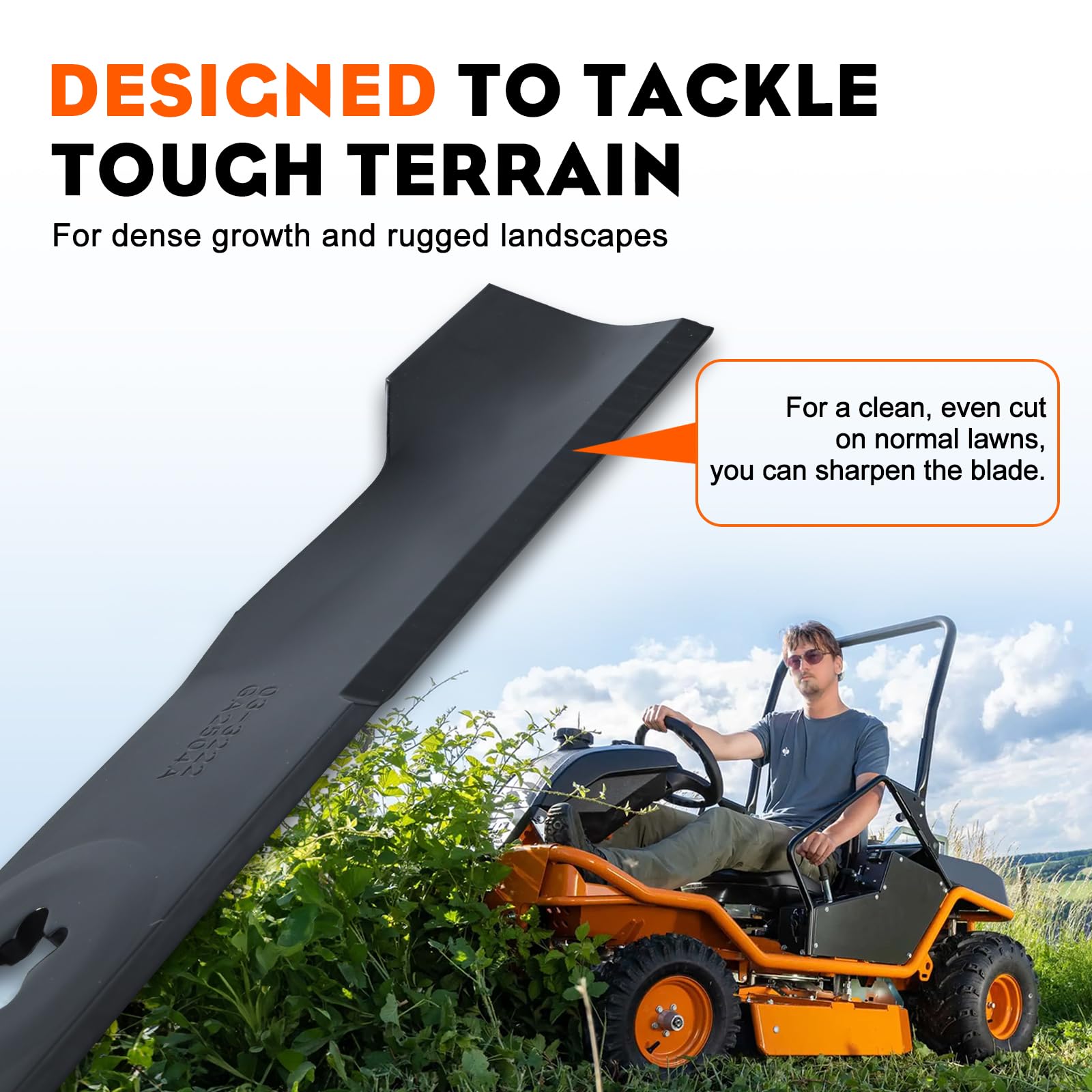 Hipa blades compatible with YTH-series mowers for seamless replacement.