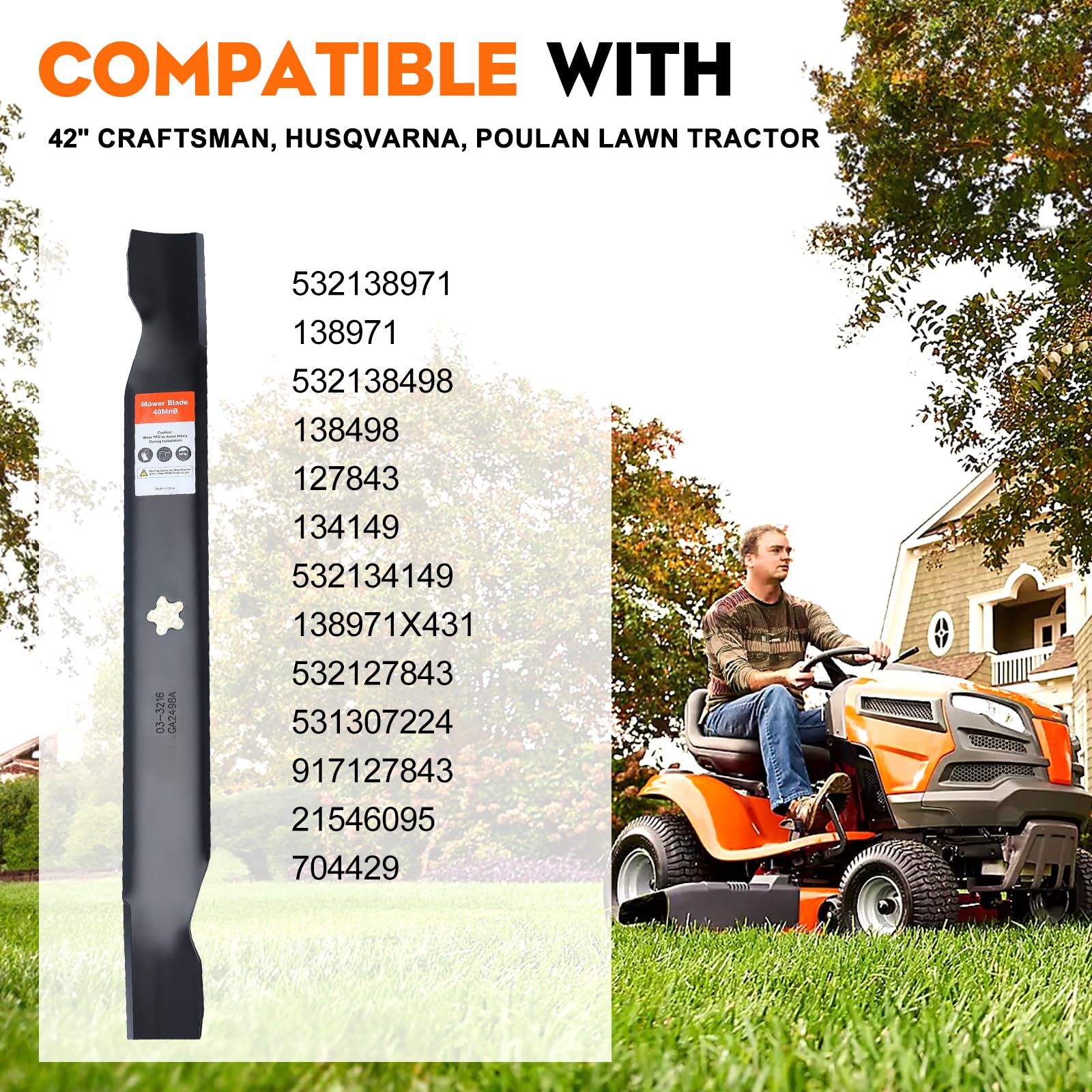 Hipa Craftsman 42-inch deck blade fitment for reliable mowing.