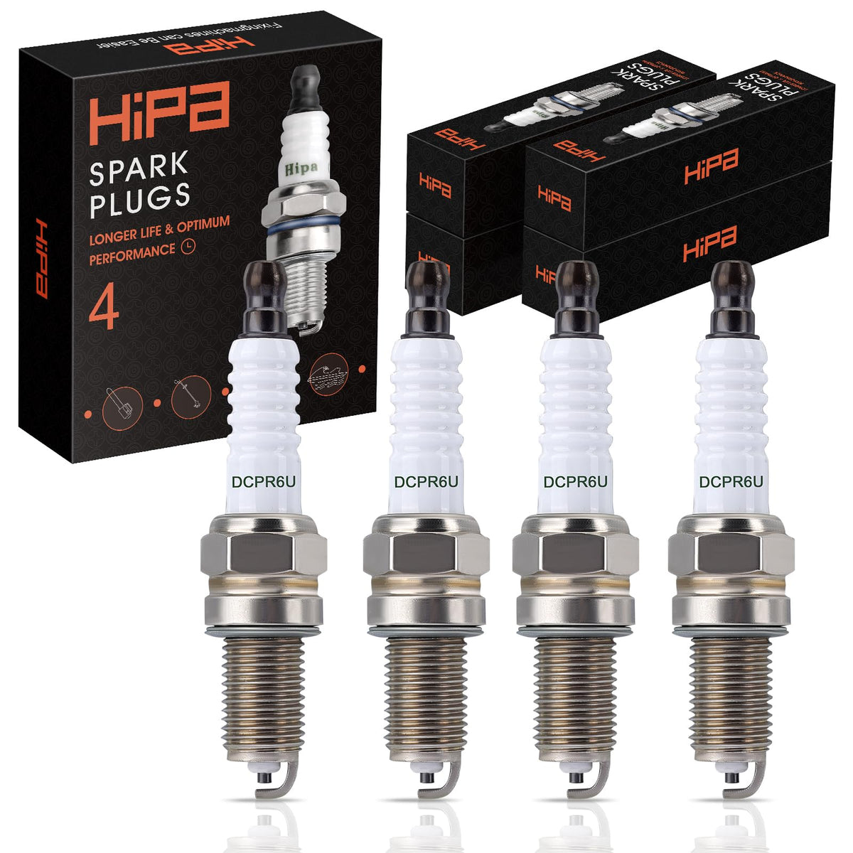 Hipa DCPR6E spark plug close-up showing copper core for heat transfer