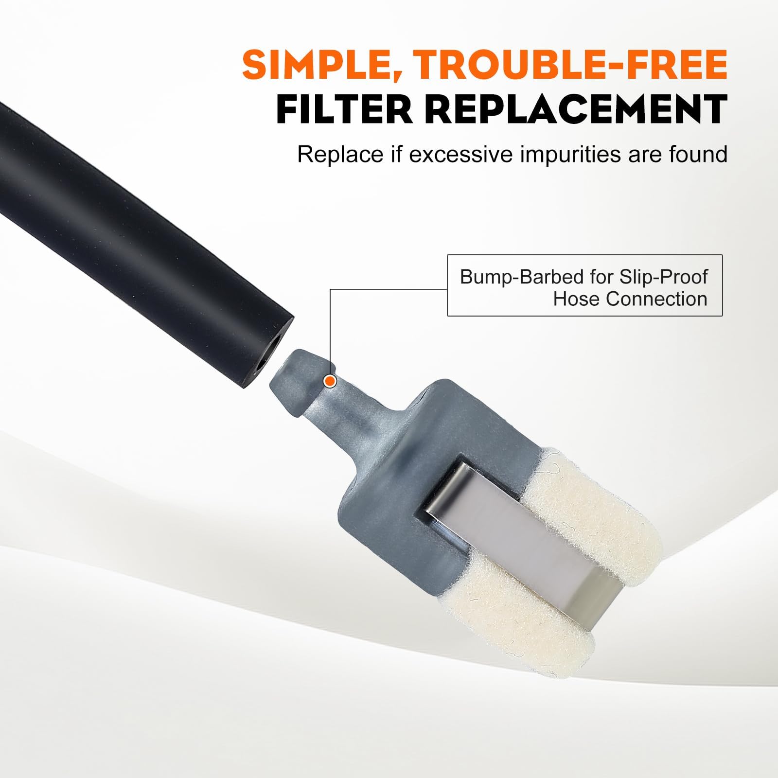 Hipa Echo tiller fuel filter close-up showing fit