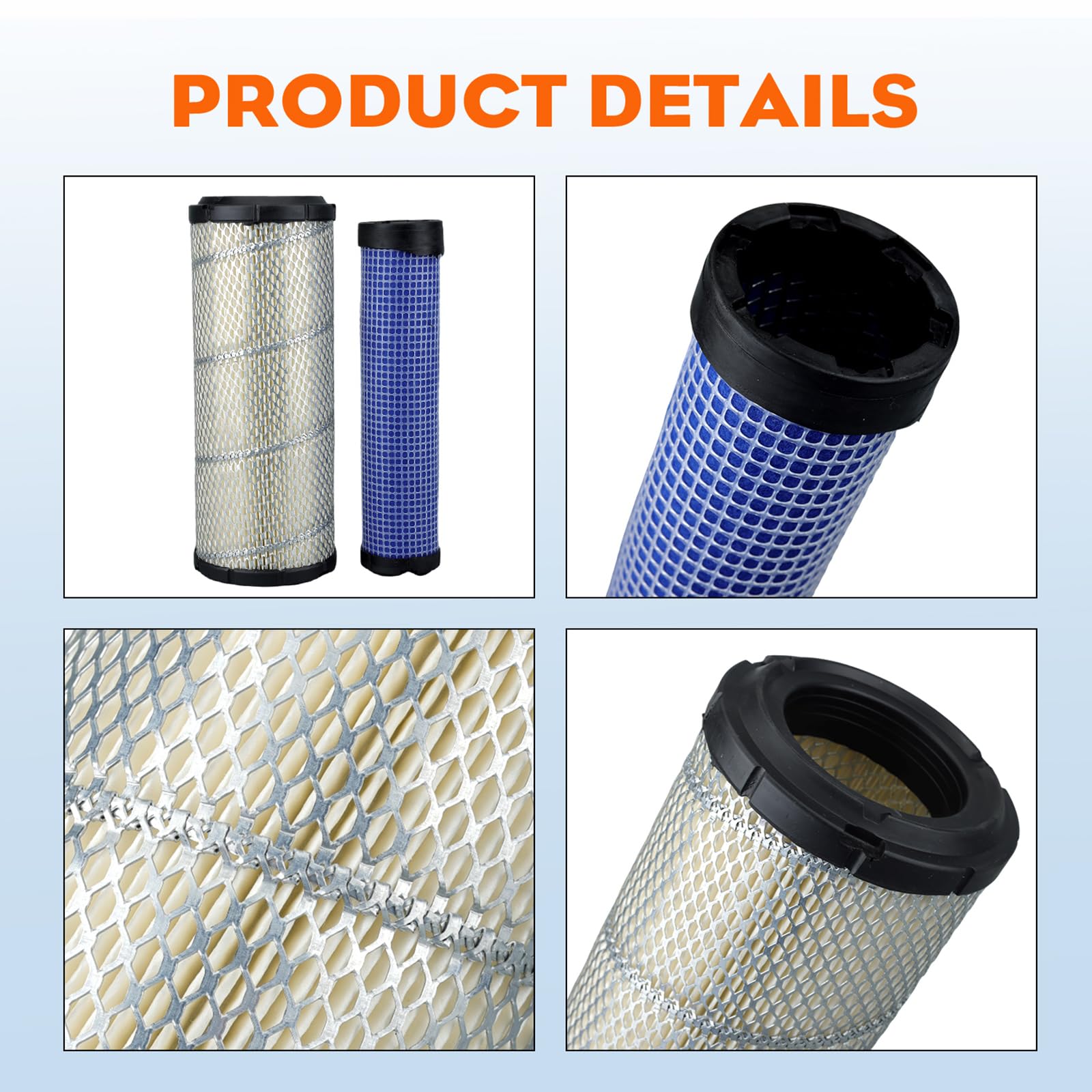 Hipa filter pack image includes outer, inner, and fuel filters