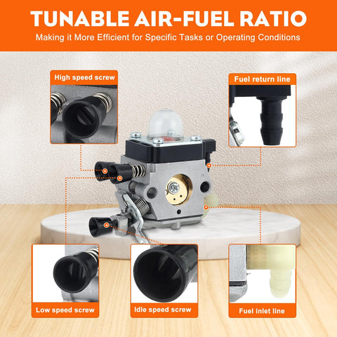 Hipa FS38 carburetor compatibility with STIHL weed eaters emphasized.