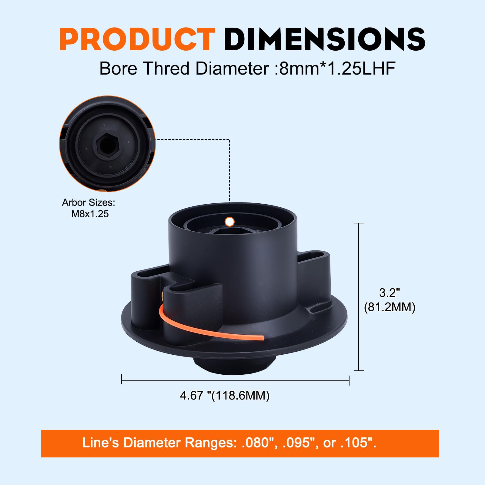 Side view of Hipa FS45 C5-2 trimmer head demonstrating robust construction