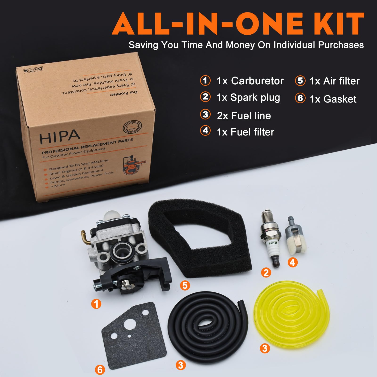Hipa fuel filter and two fuel lines ensure steady fuel flow.