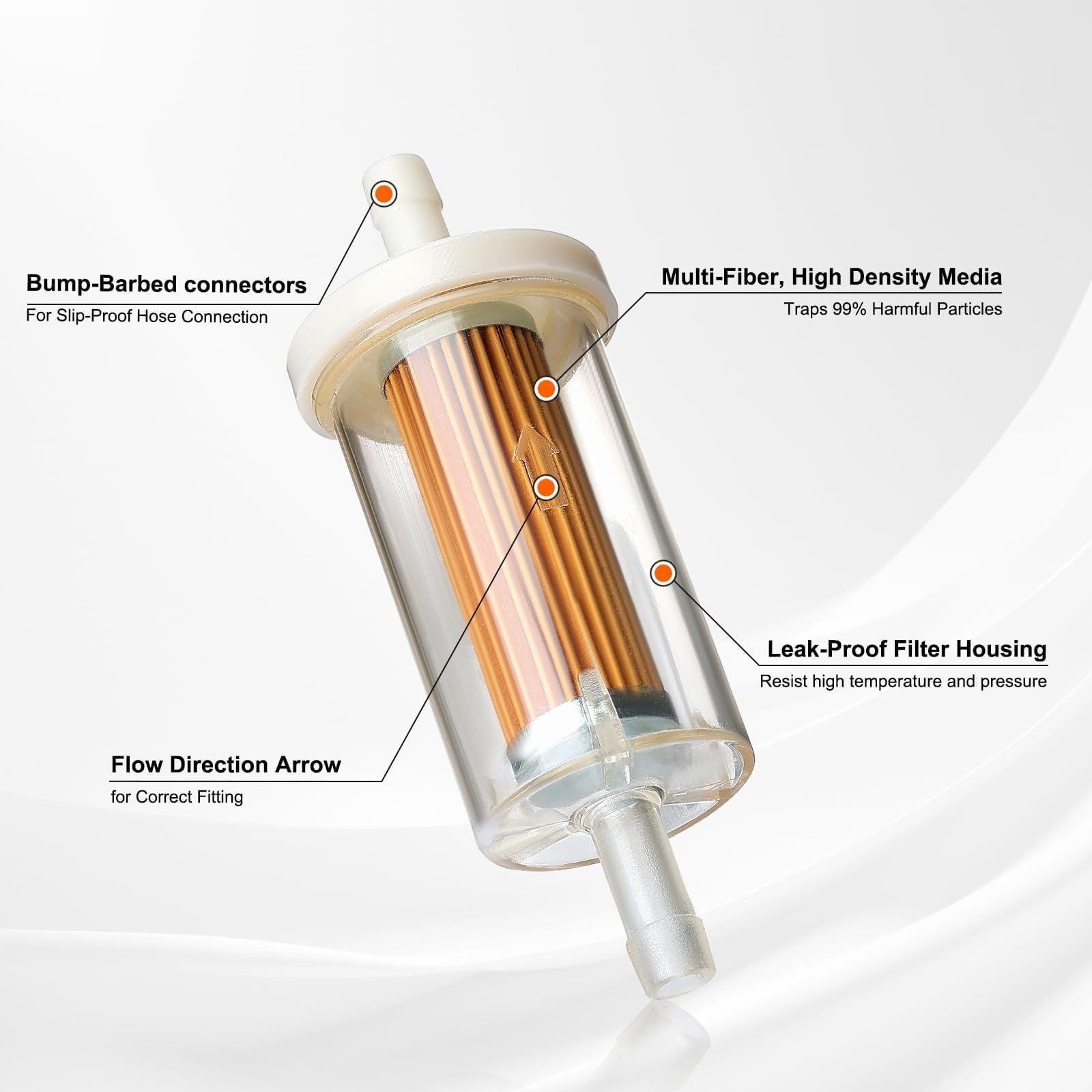 Hipa fuel filter installation view demonstrates easy inline connection.