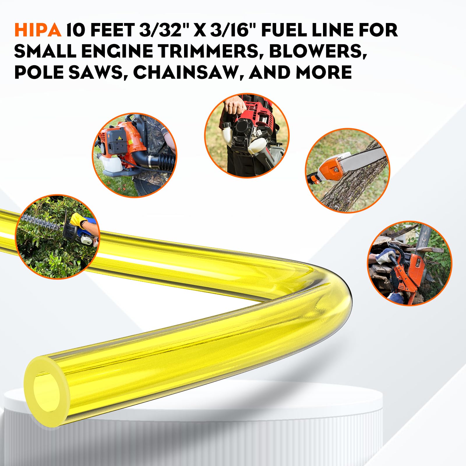 Hipa fuel line hose 3-32 inch I.D 3-16 inch O.D fits common engines.