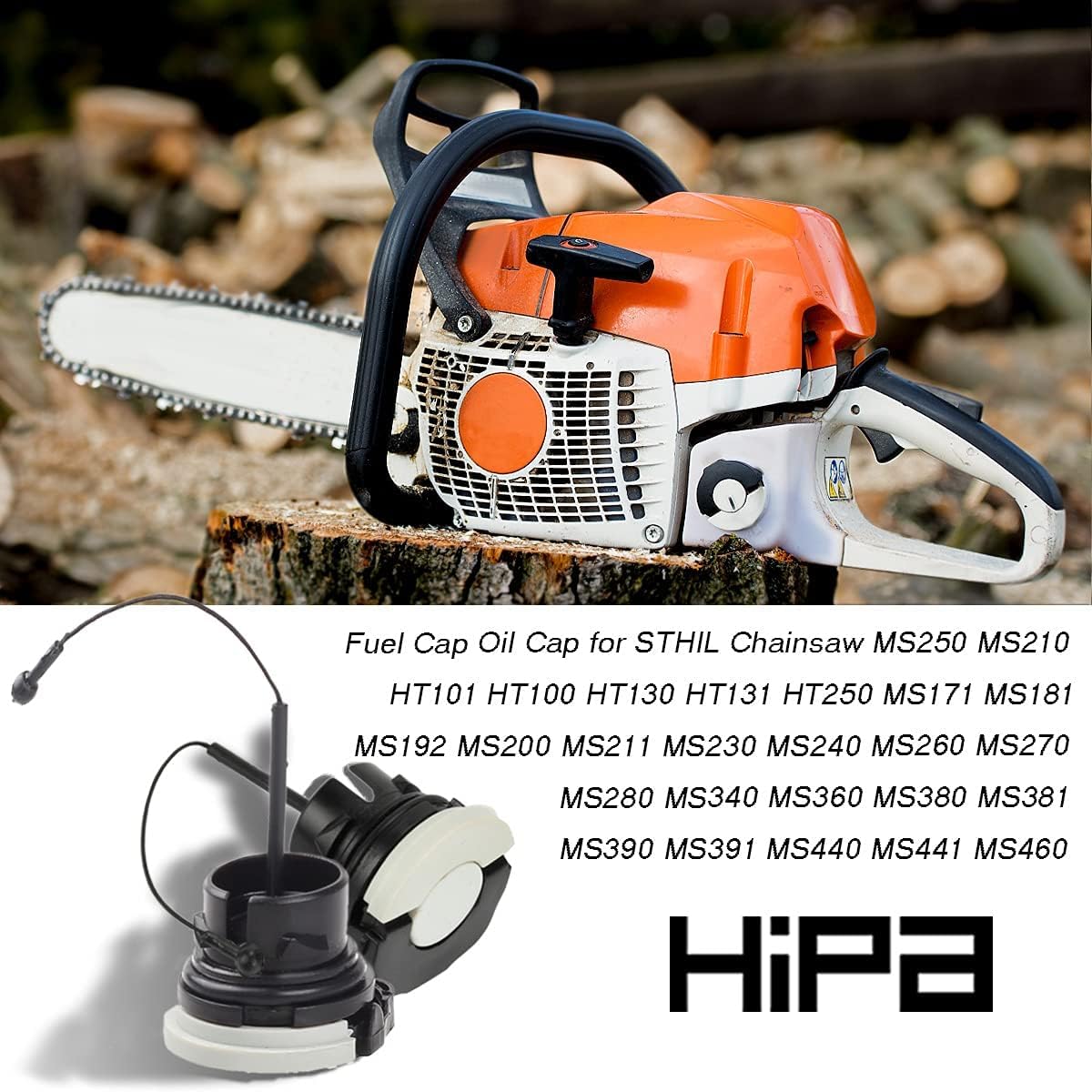 Hipa gas cap diameter close-up with 1-11/16 inch seal for STIHL compatibility.