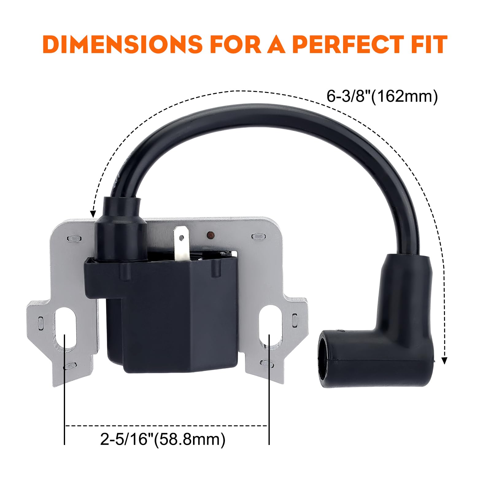 Hipa GCV160 ignition coil with spark boot emphasizes easy plug connection.