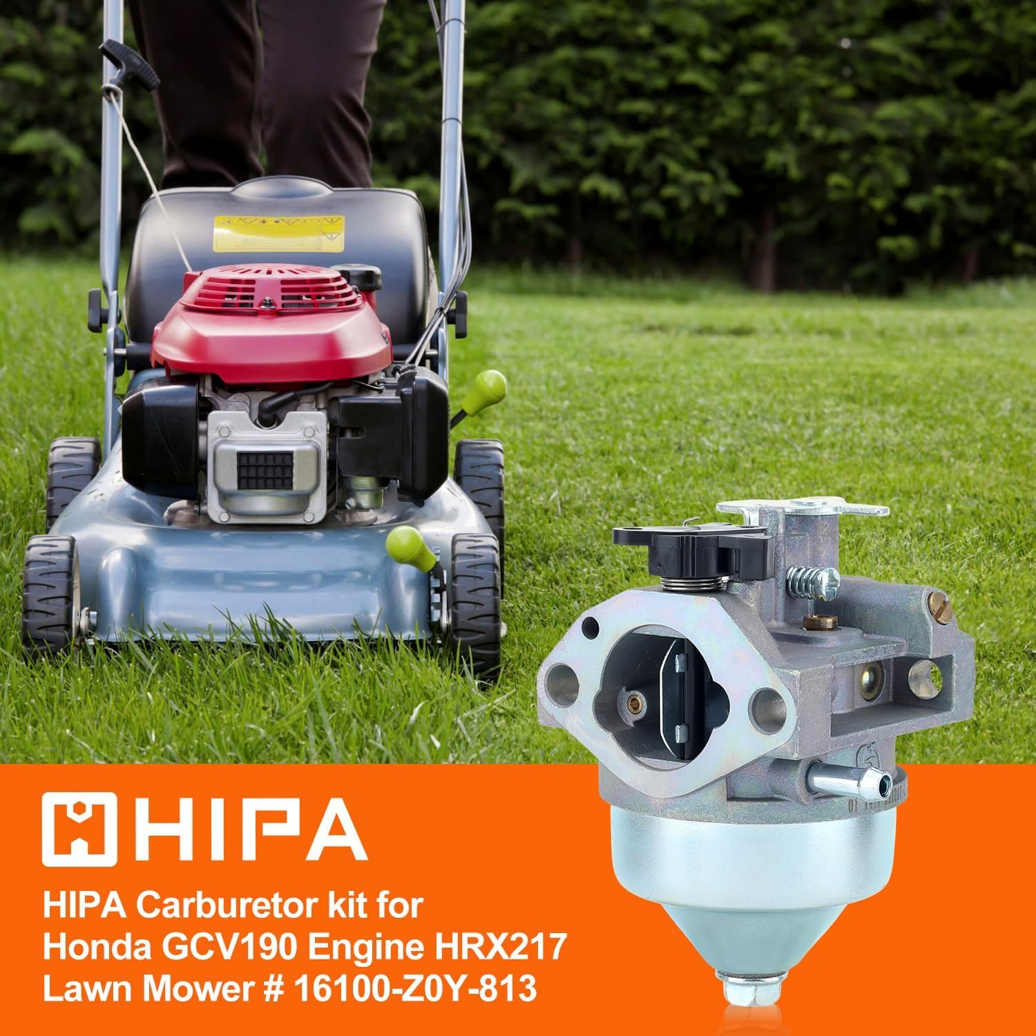 Hipa GCV190 carburetor top view emphasizes precise mounting alignment.