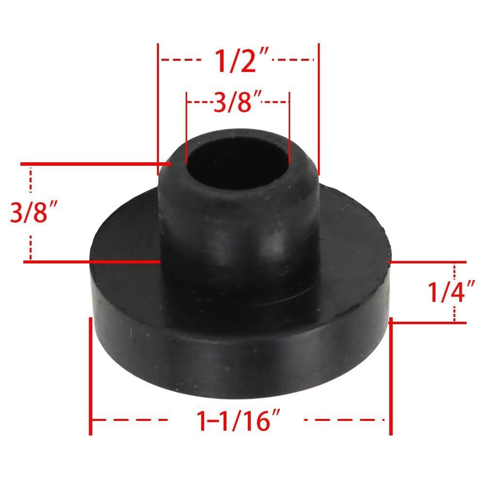 HIPA grommet and bushing closeup highlights flexible rubber for vibration dampening.