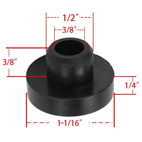HIPA grommet and bushing closeup highlights flexible rubber for vibration dampening.