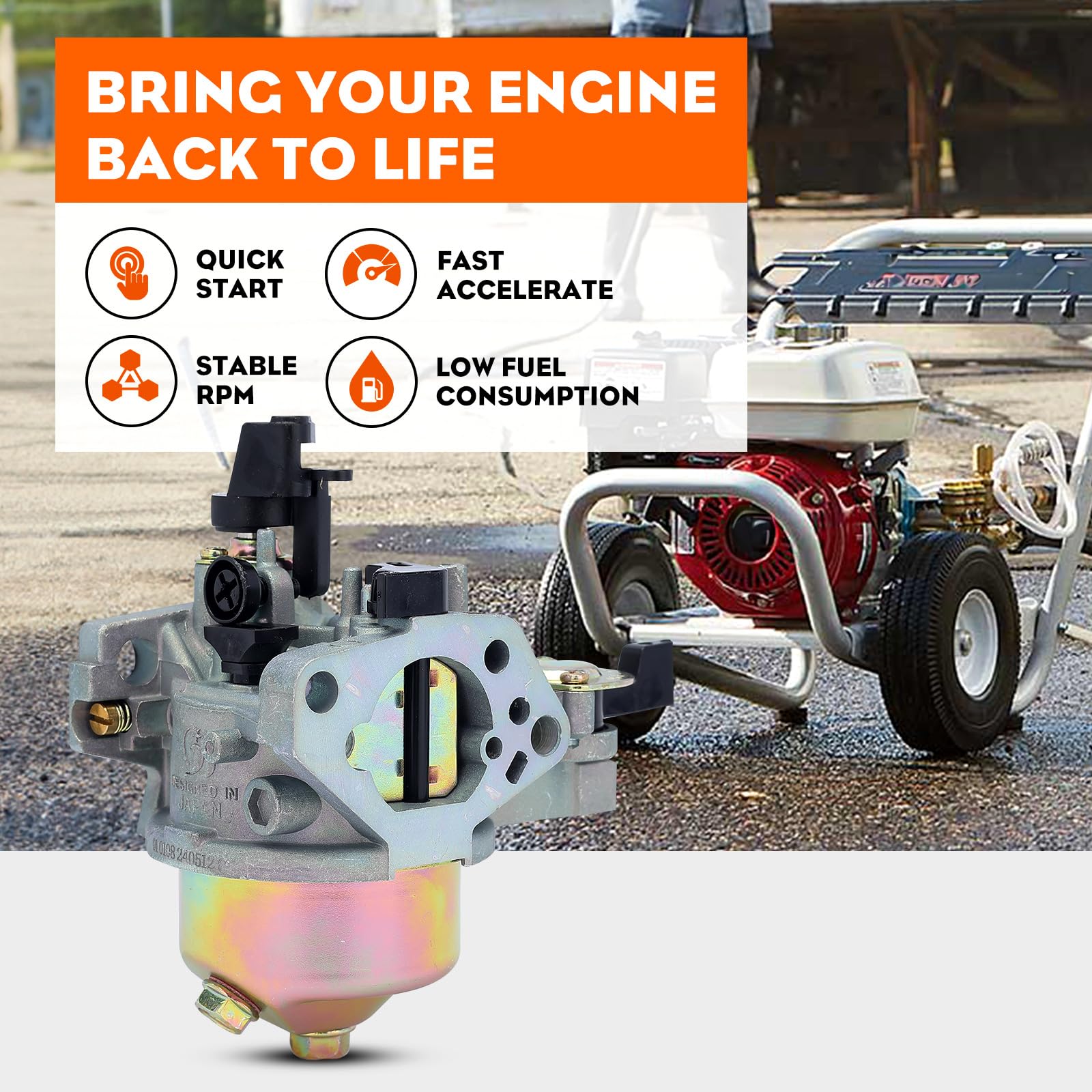 Hipa GX270 air filter included for cleaner intake.