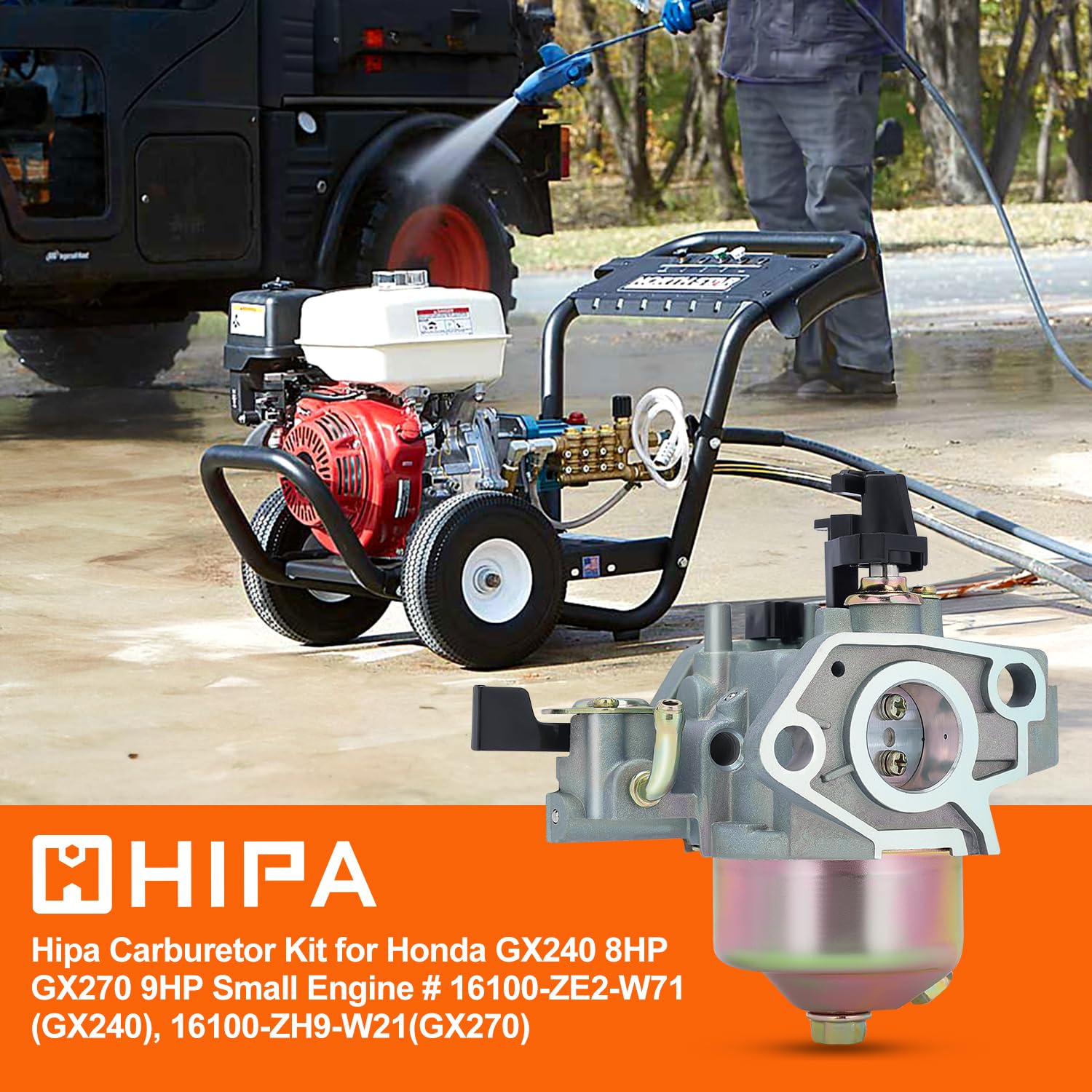 Hipa GX270 carburetor back view shows strong mounting points.