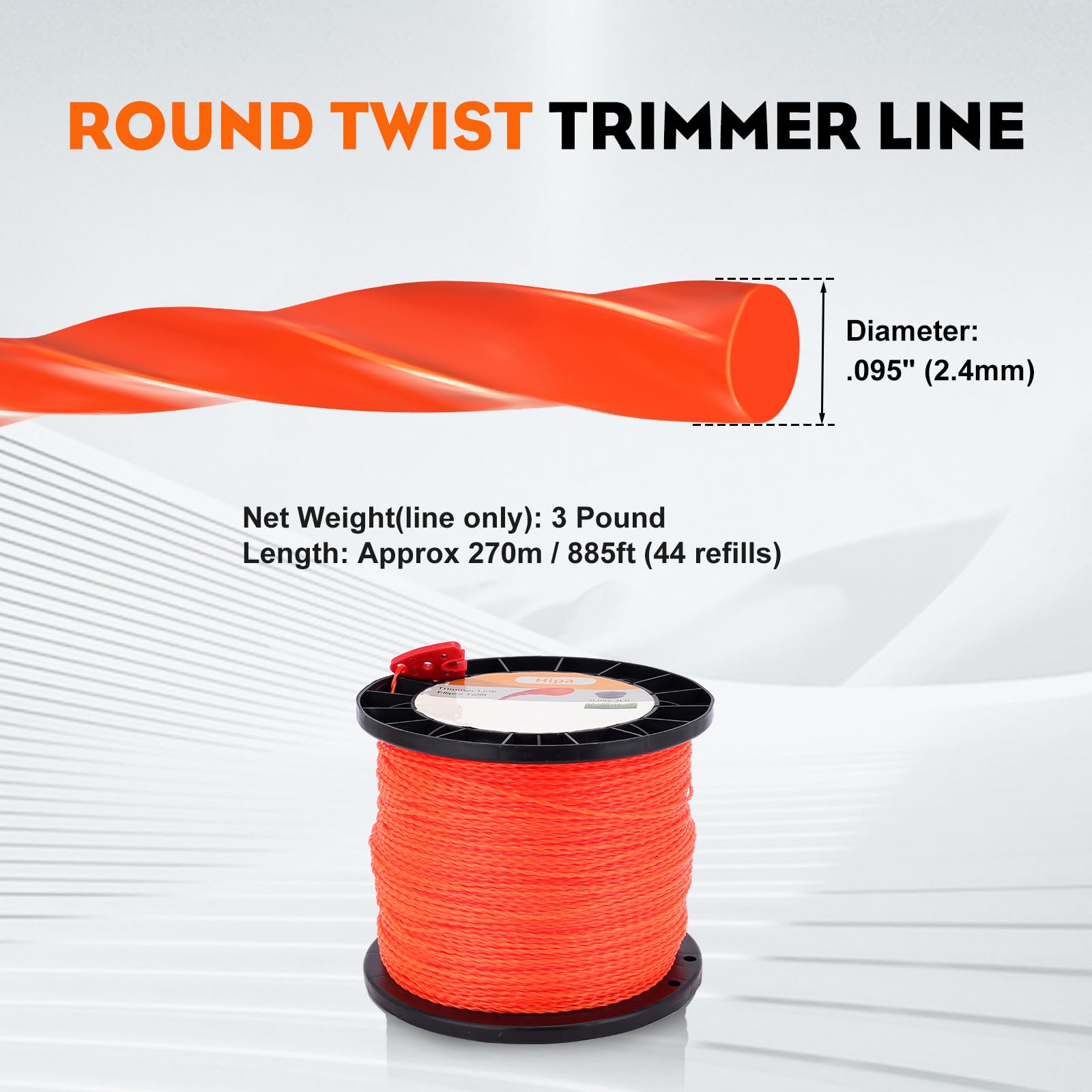 Hipa heavy duty 0.095 line for tough vegetation and long wear