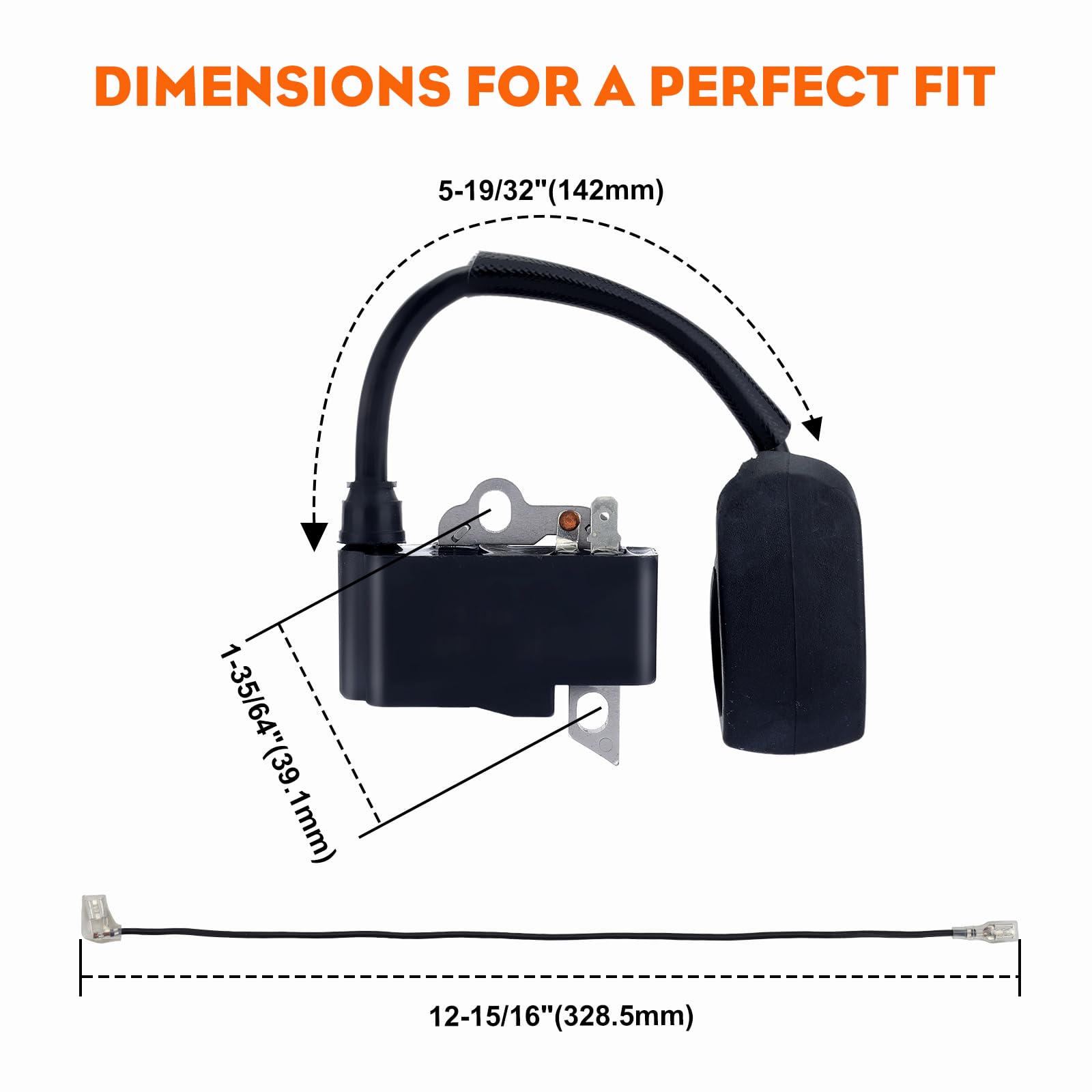 Hipa HL90/HL95/HL100 ignition coil fits hedgetrimmers with steady spark