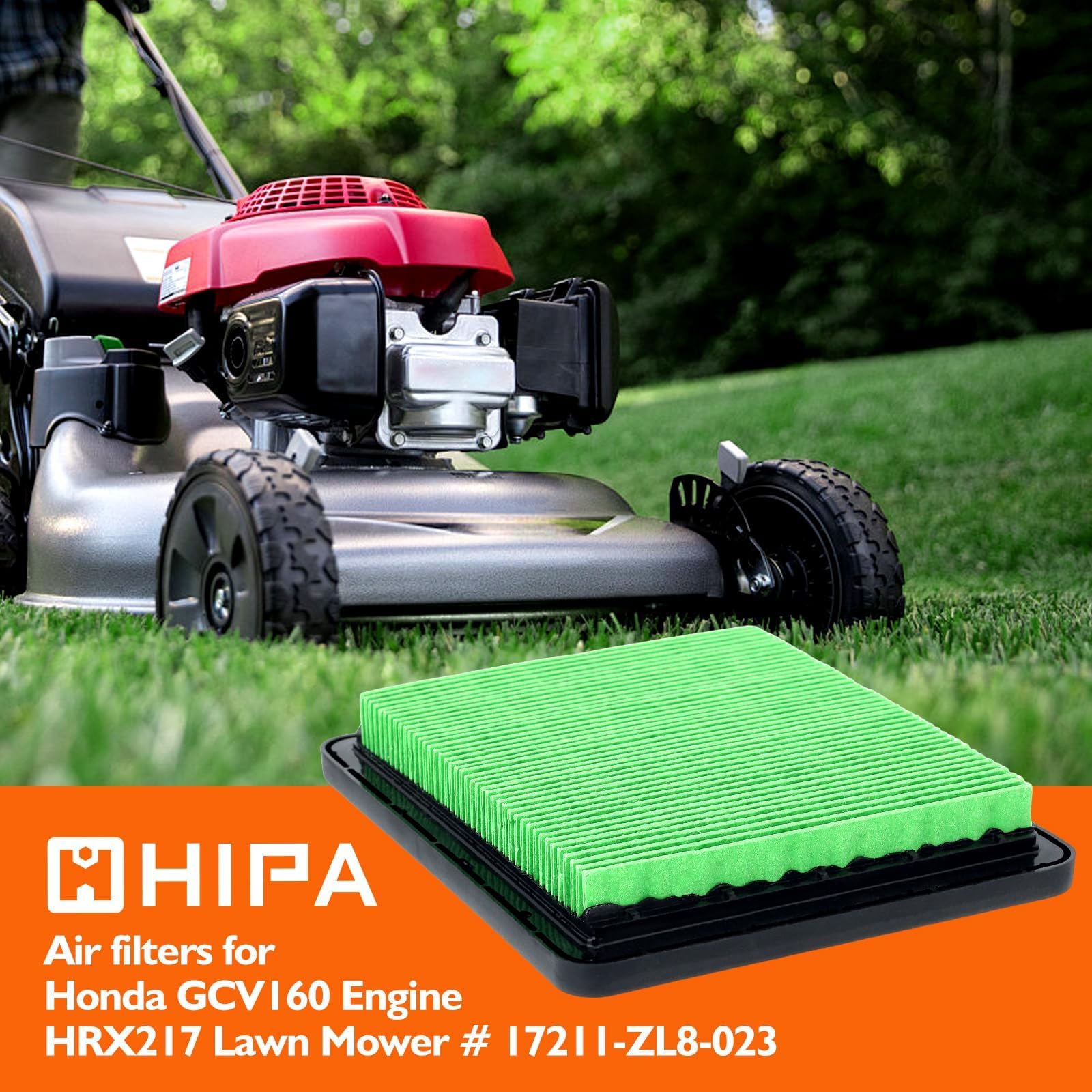 Hipa HRX217 air filter side fitment demonstrates precise engine sealing.