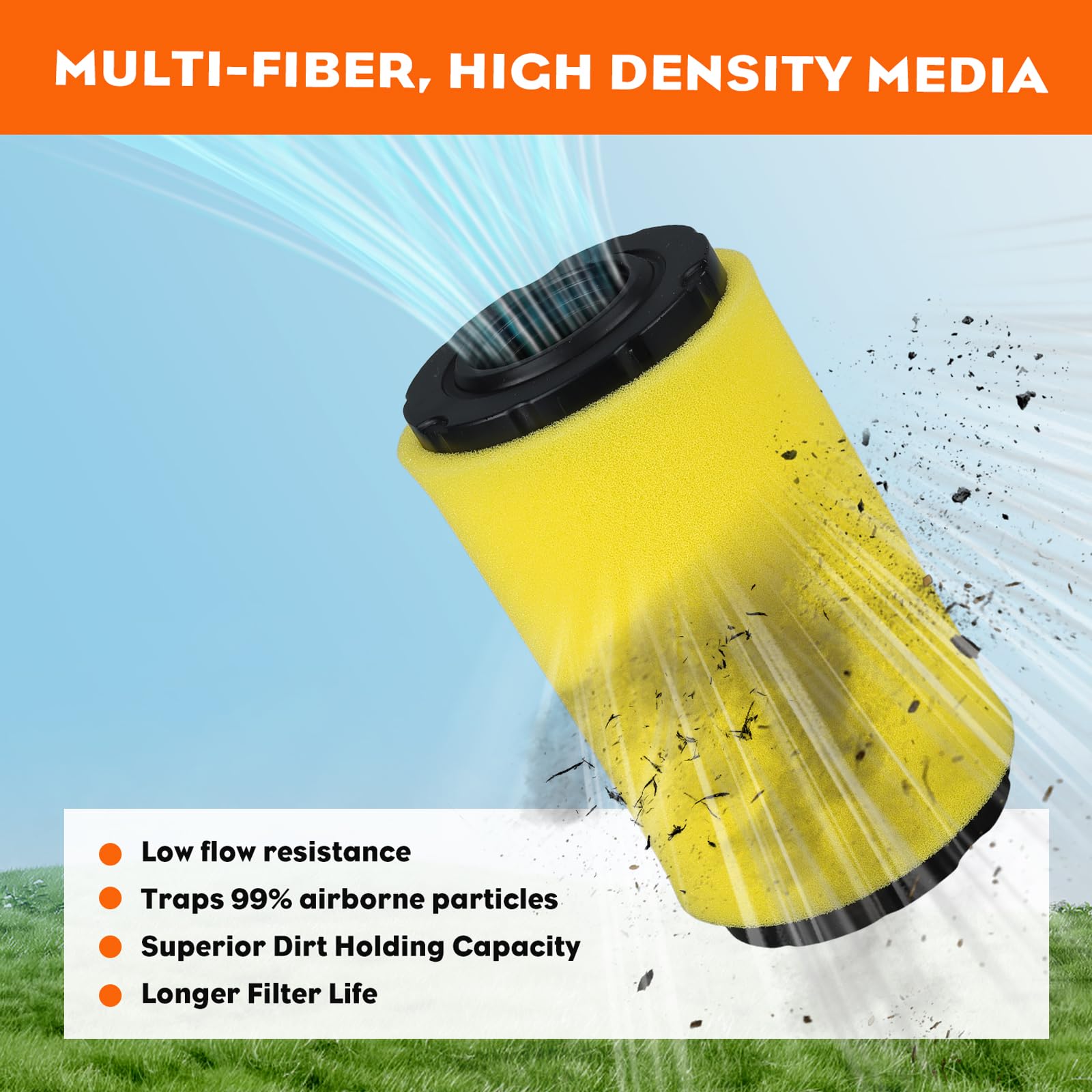 HIPA la125-la115-d100-d110-d120 air filter ensures clean intake during lawn care.