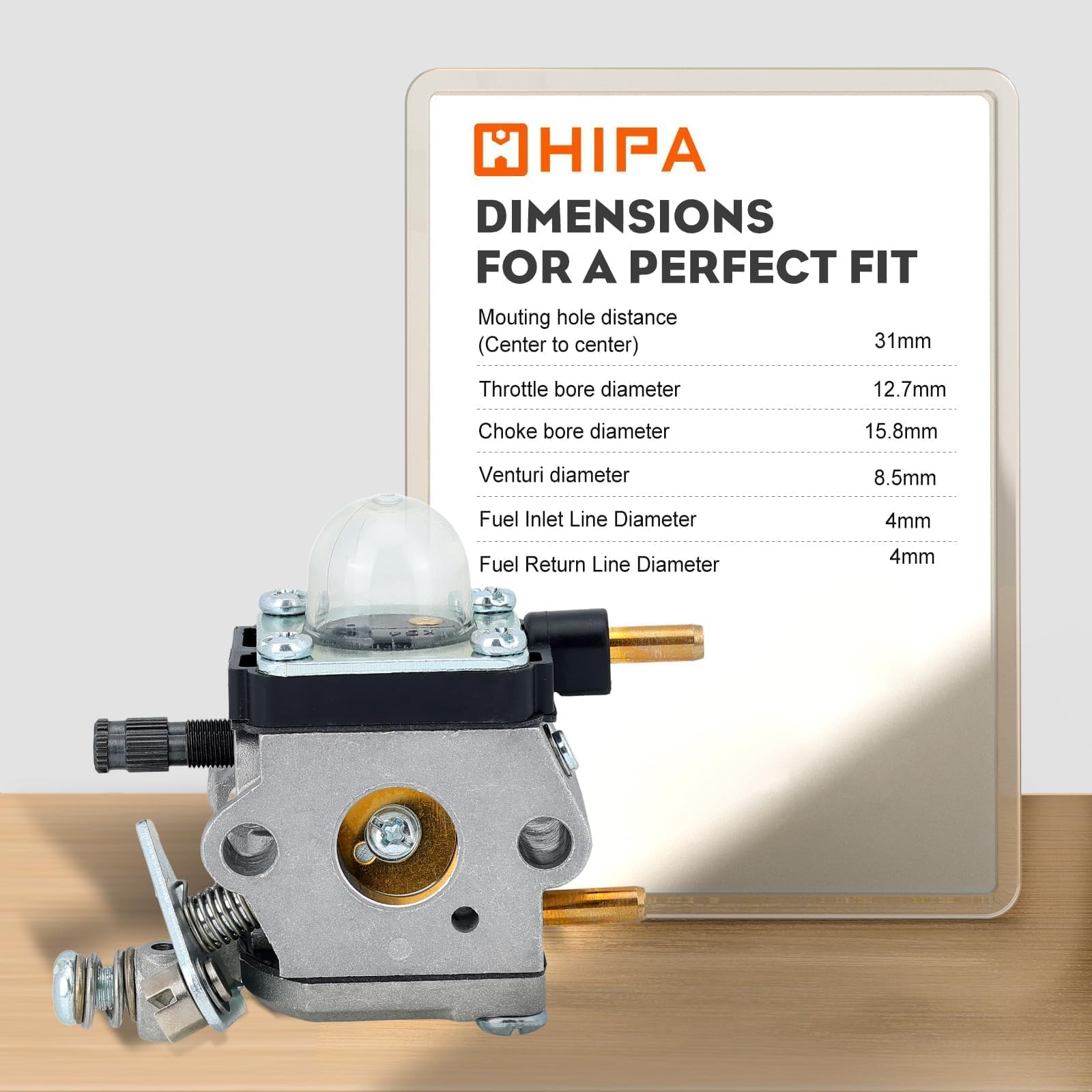 Hipa Mantis carburetor fuel lines provide precise routing for consistent fuel flow