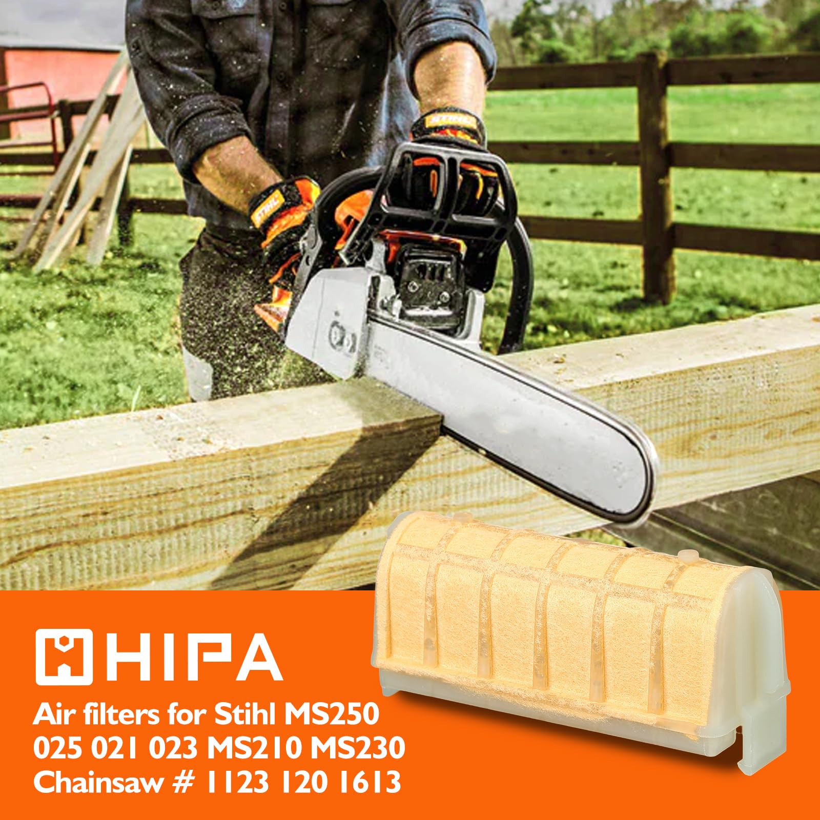 Hipa air filter for STIHL 021/023 enhances dirt capture and engine efficiency