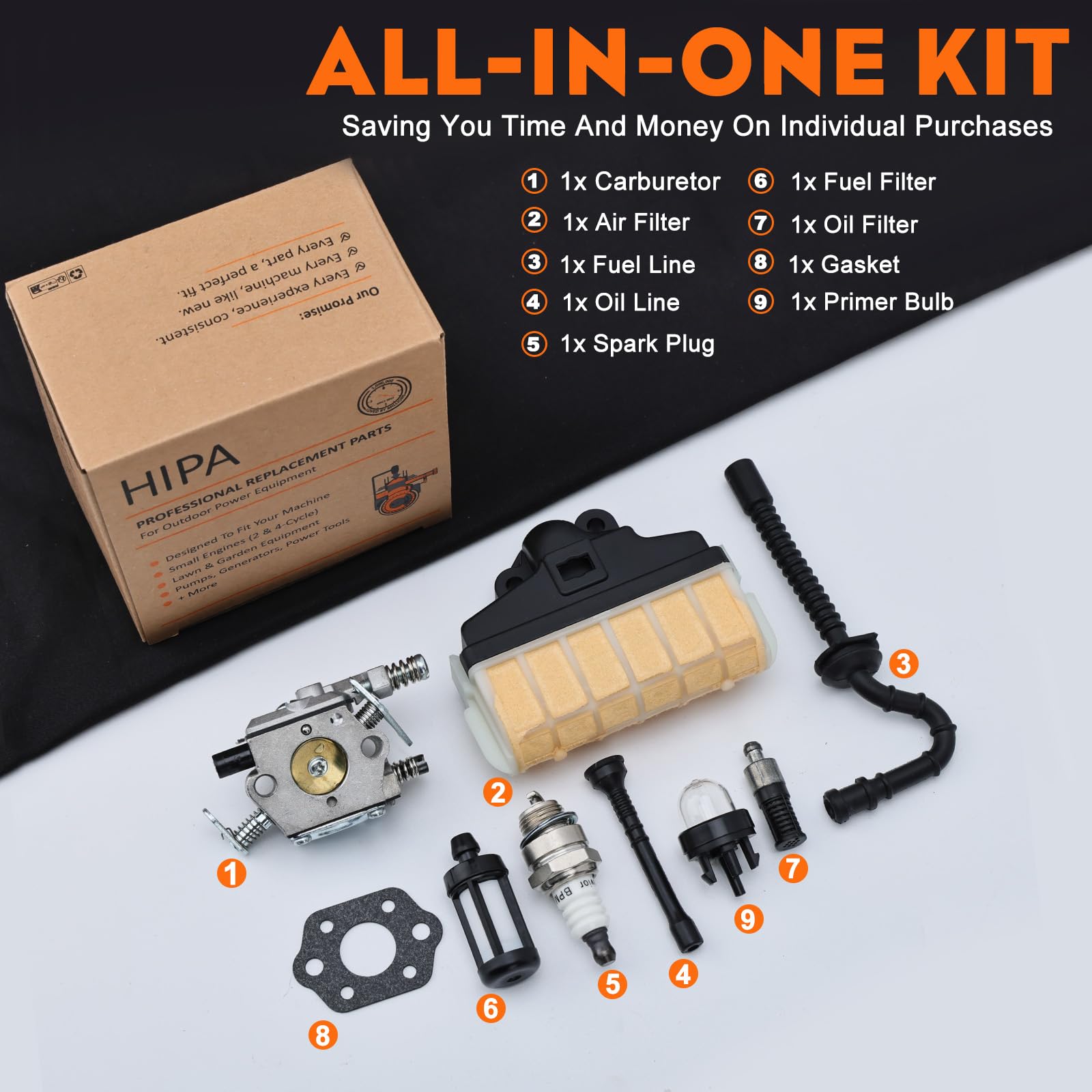 Hipa MS250 carburetor assembly kit with extra parts
