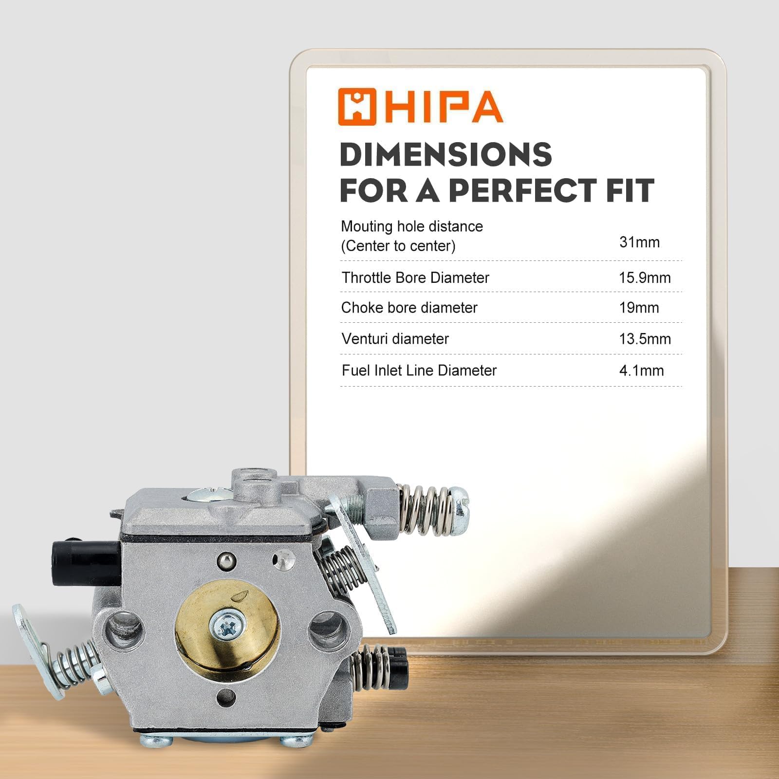 Hipa MS250 carburetor sturdy aluminum body resists heat and wear