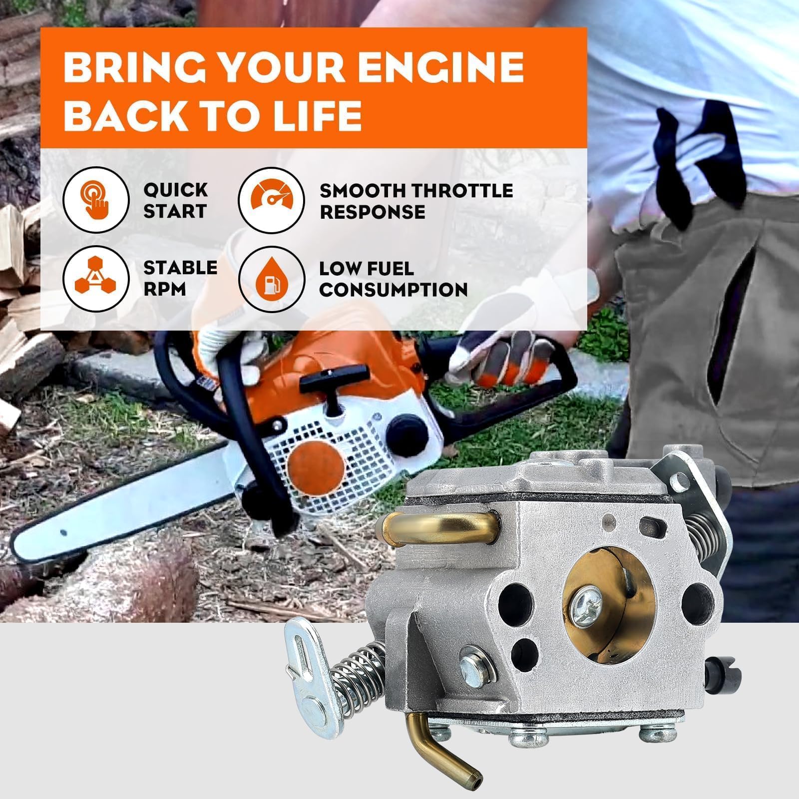 Hipa MS250C carburetor package includes an all-in-one kit ready for installation.