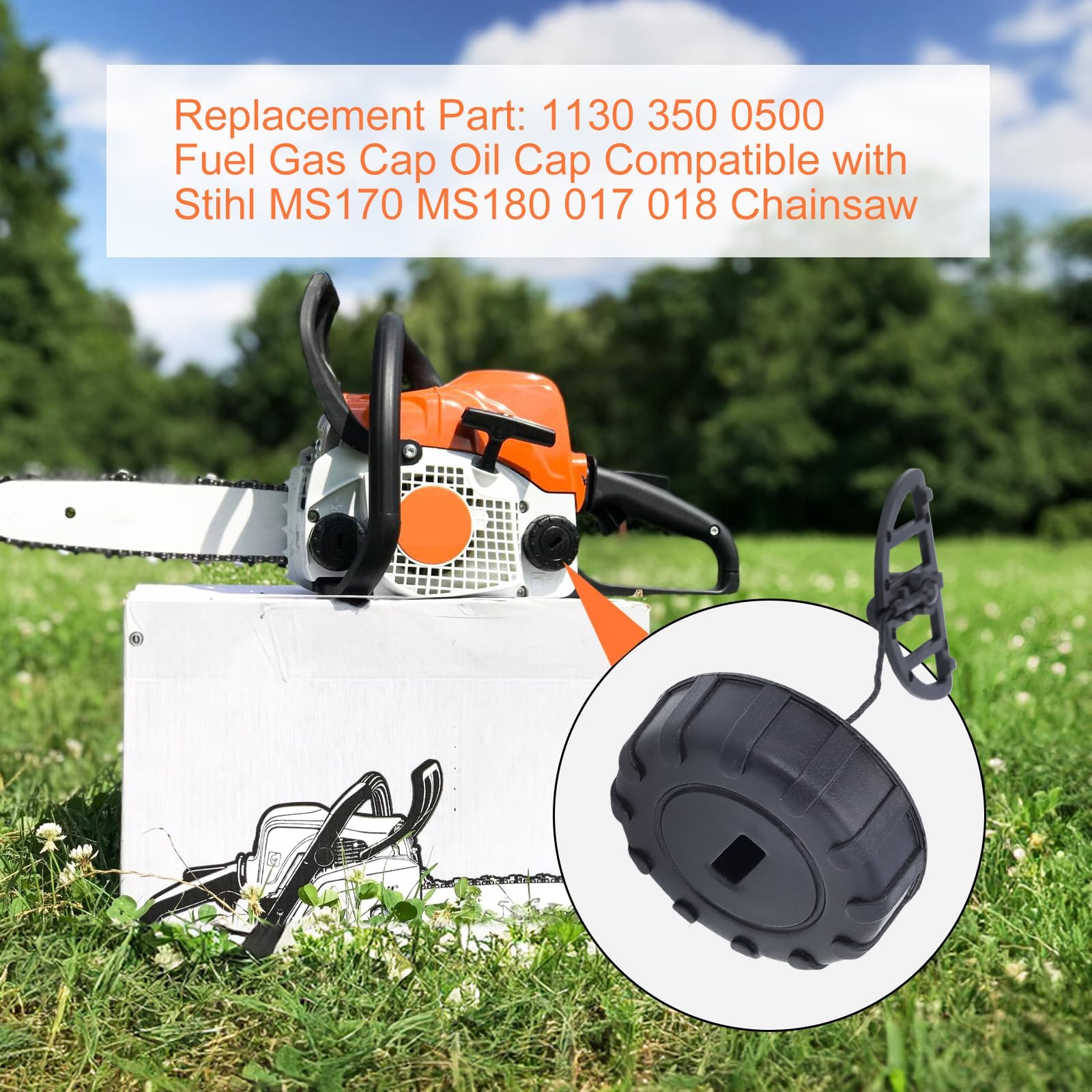 Hipa oil cap for Stihl MS170/MS180 ensuring secure venting.