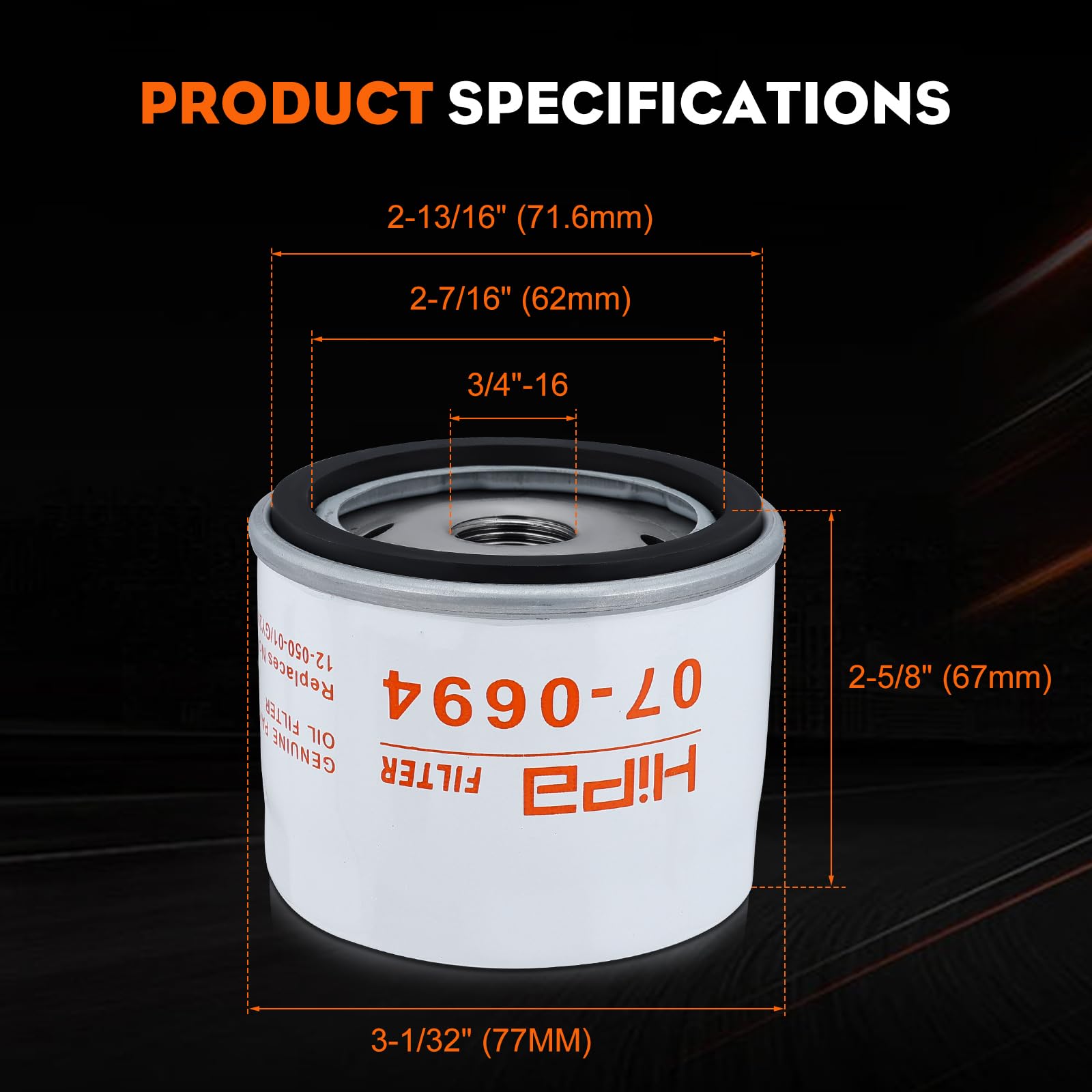 Hipa oil filter with 30 micron filtration for cleaner oil.