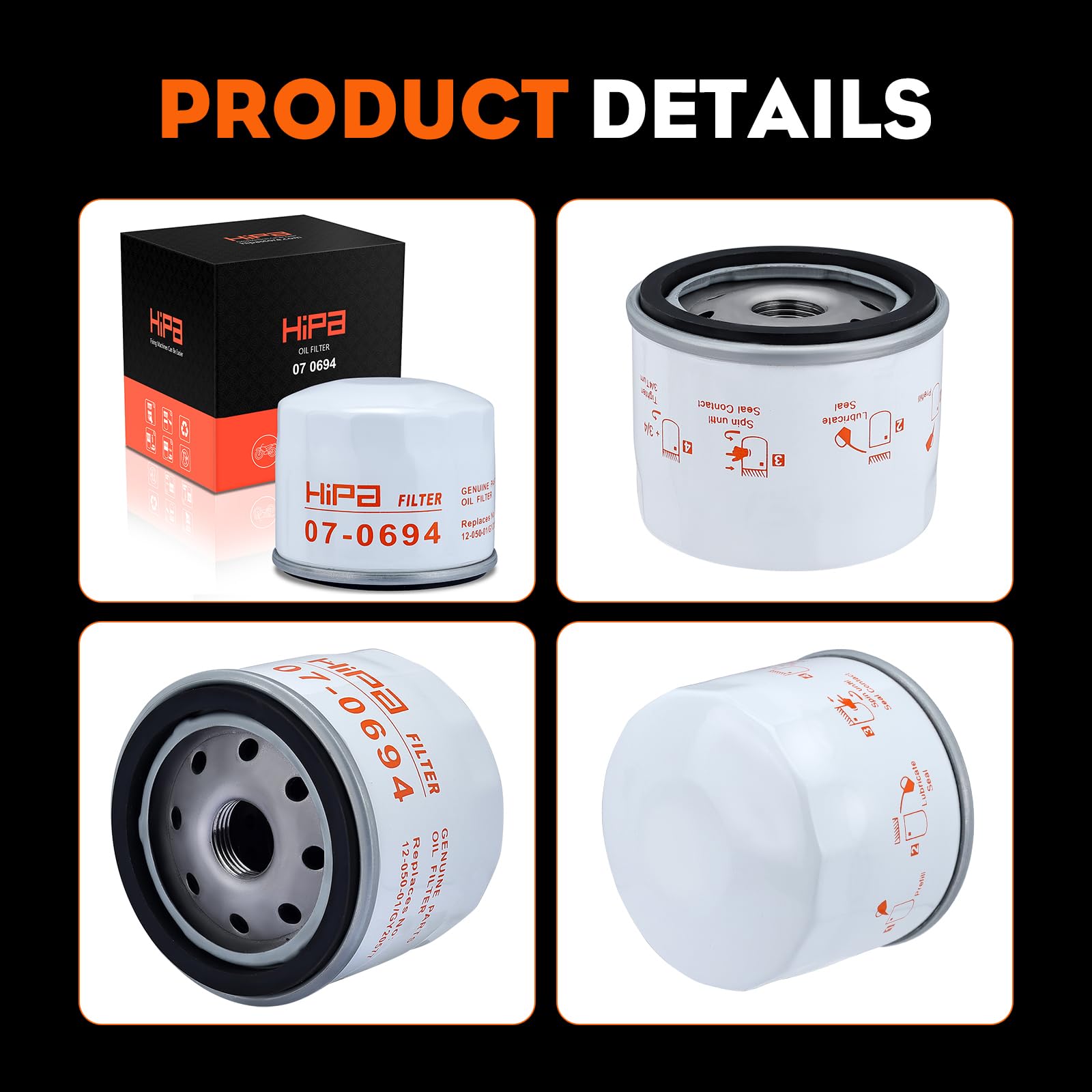 Hipa oil filter pack of 2 for convenient replacements.