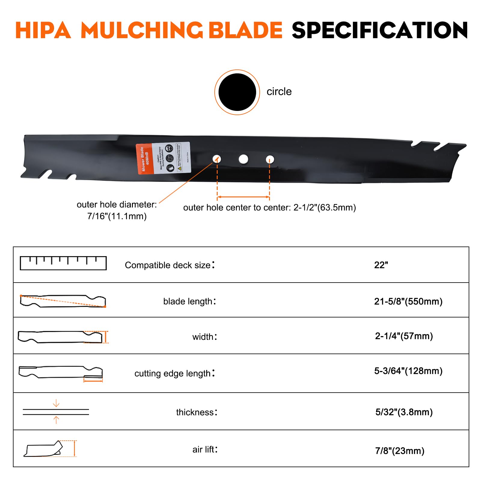 Hipa blade with painted edge coating protects against rust and improves handling.