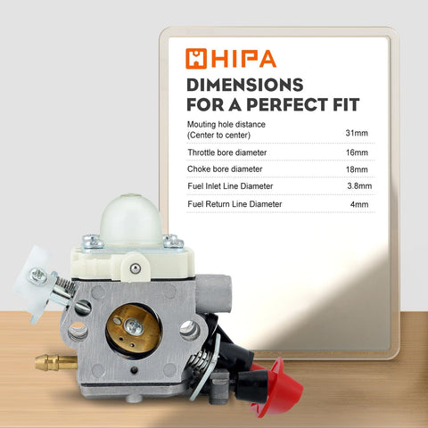 Hipa primer bulb aids fast engine priming for easier starts.