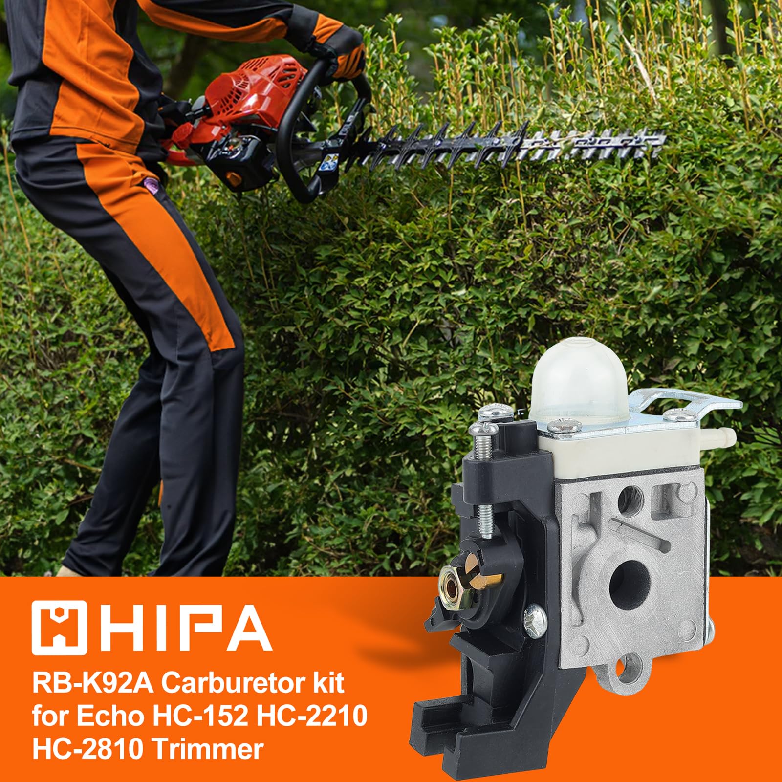 Hipa RB-K92A carburetor side view shows durable brass and anodized aluminum construction.