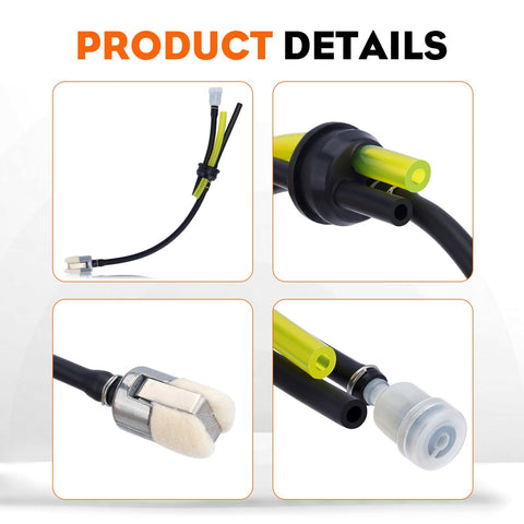 Hipa repower fuel line kit components: line, filter, primers for quick install.