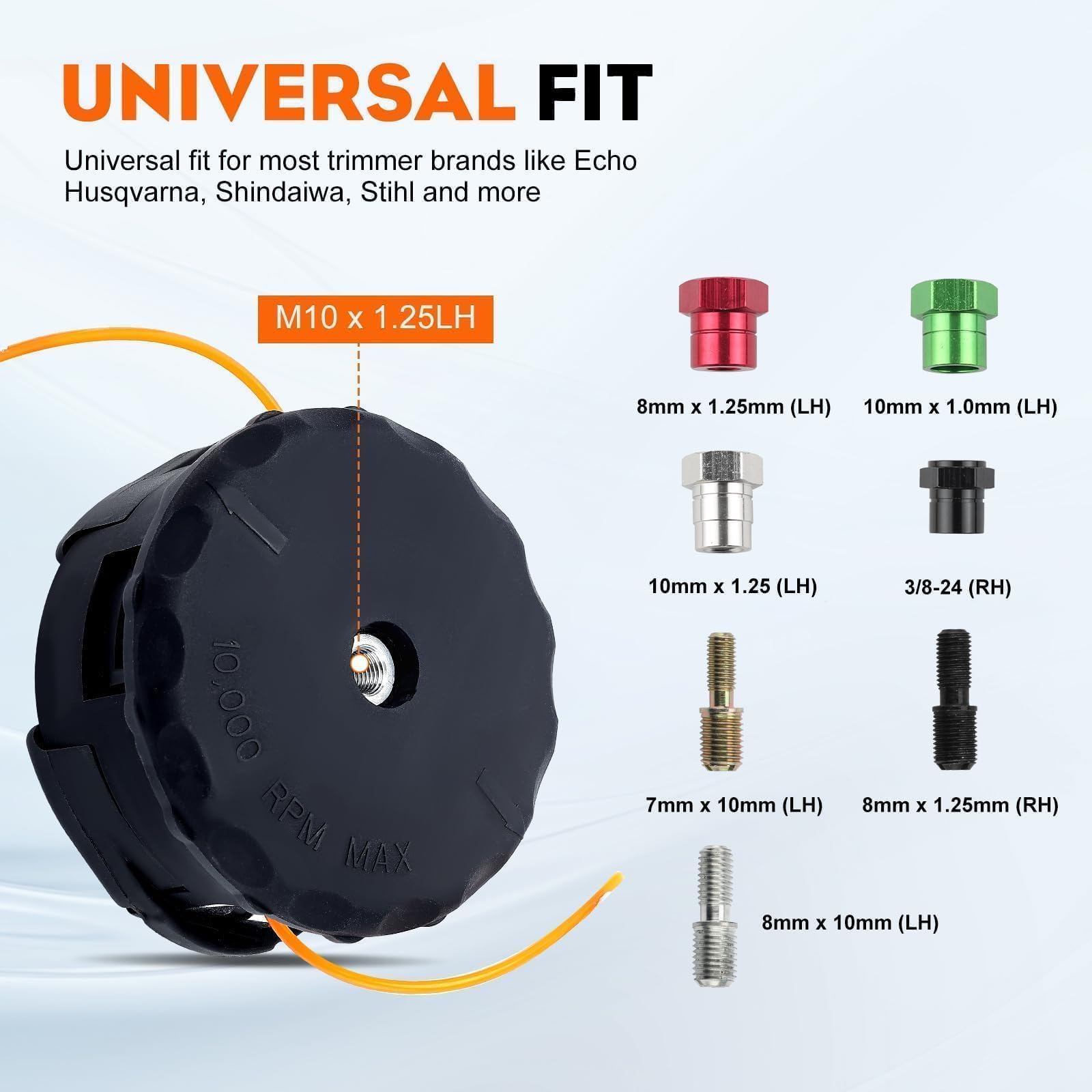 Durable round line and bump feed system cutting vegetation