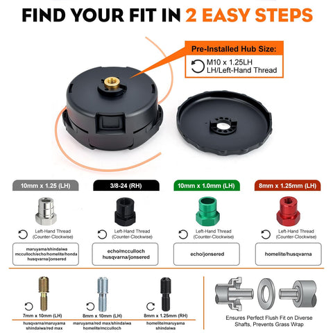 Close-up of reload knob enabling quick, disassembly-free line replacement